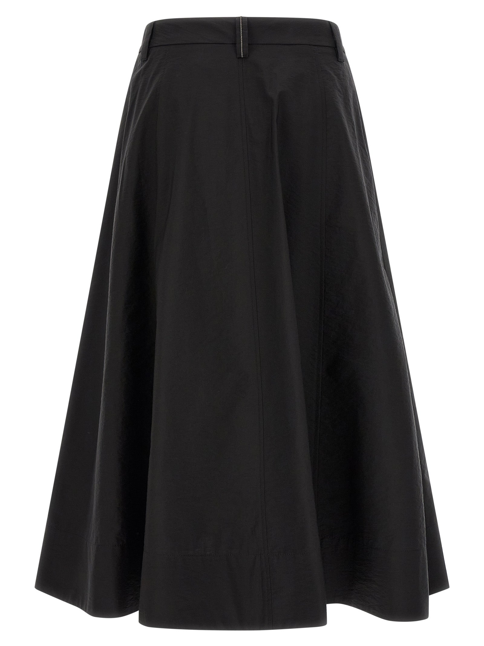 Brunello Cucinelli Black Cotton Midi Women's Skirt
