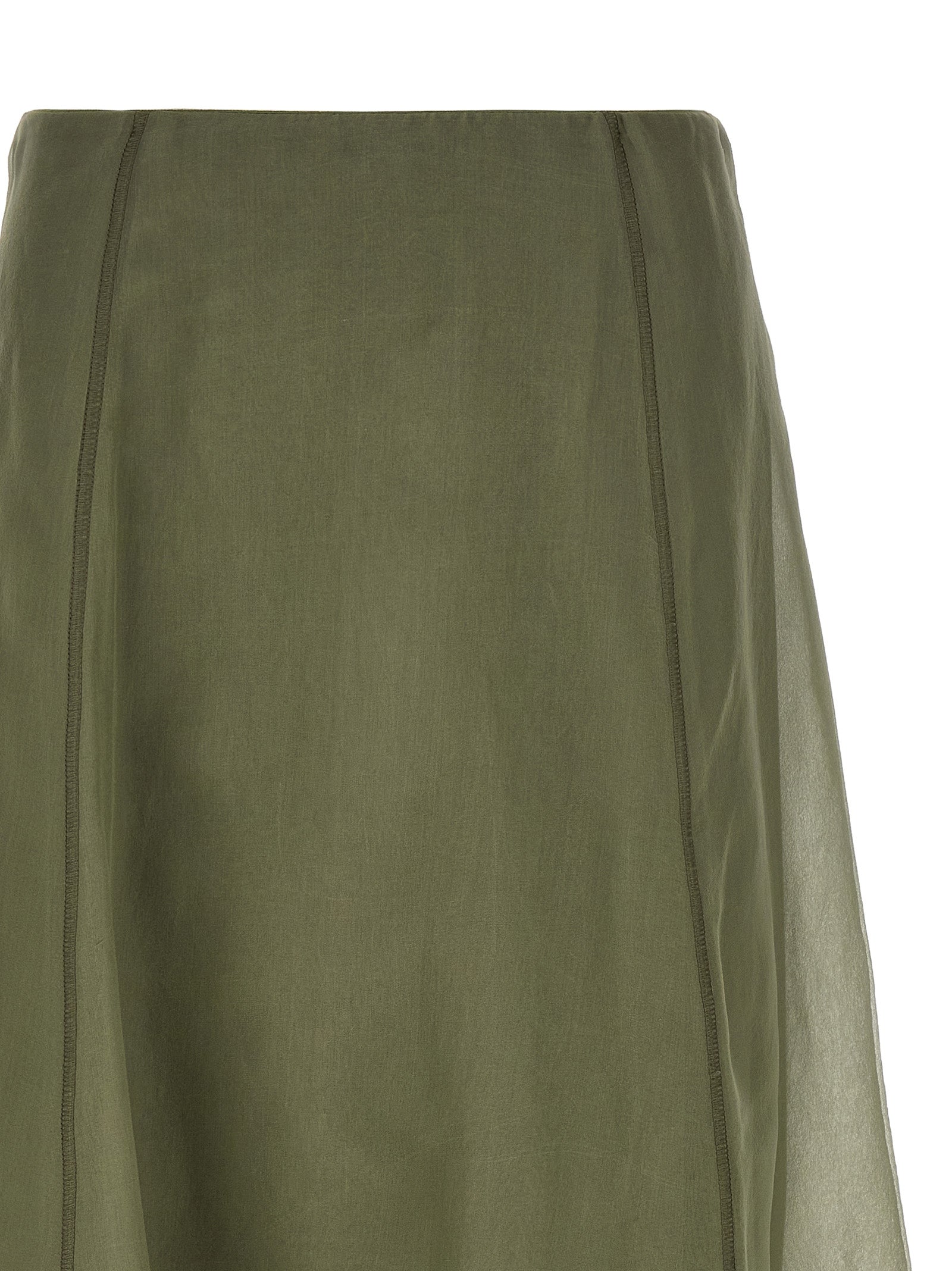 Brunello Cucinelli Bicolor Silk Midi Women's Skirt