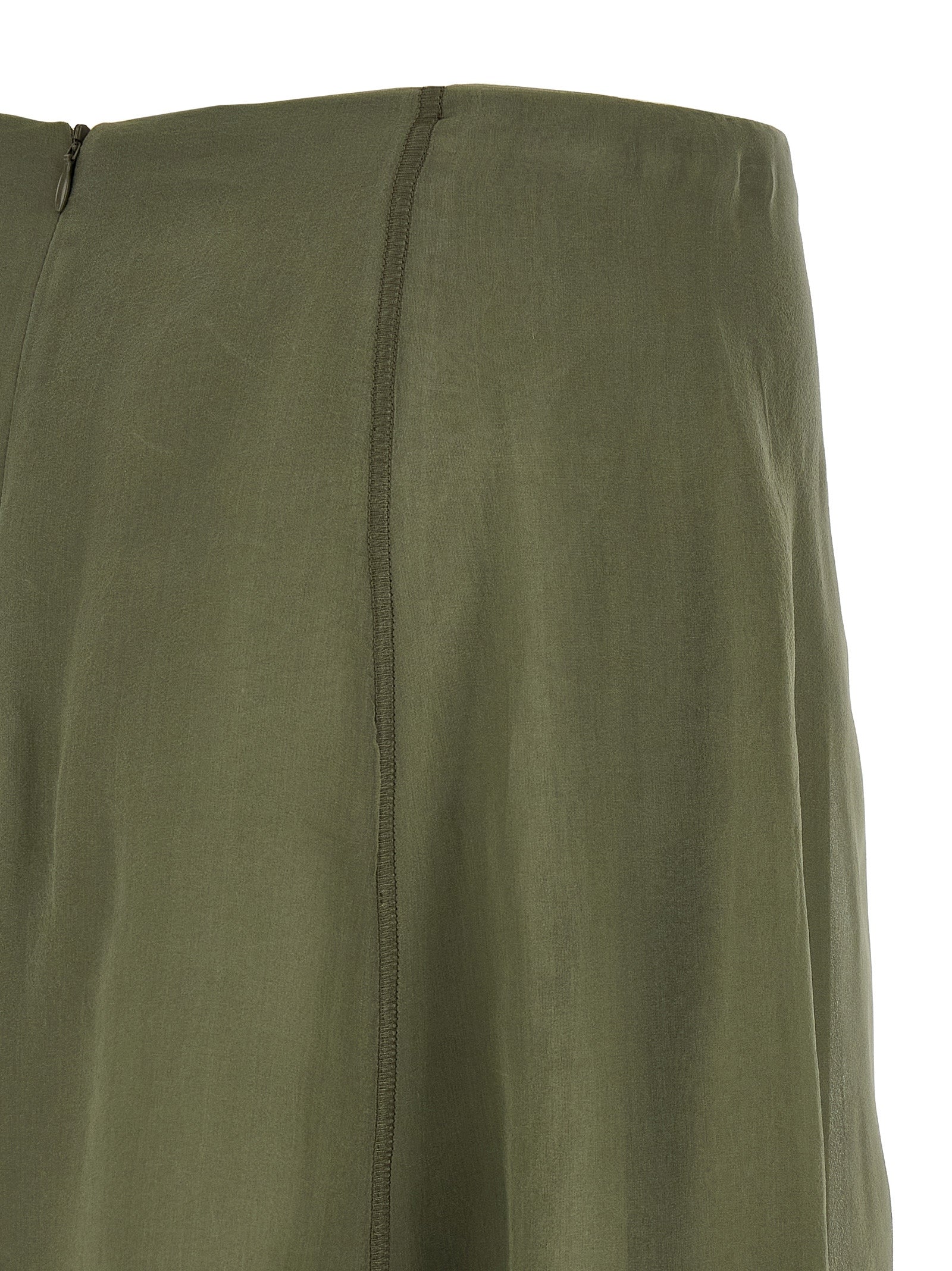 Brunello Cucinelli Bicolor Silk Midi Women's Skirt