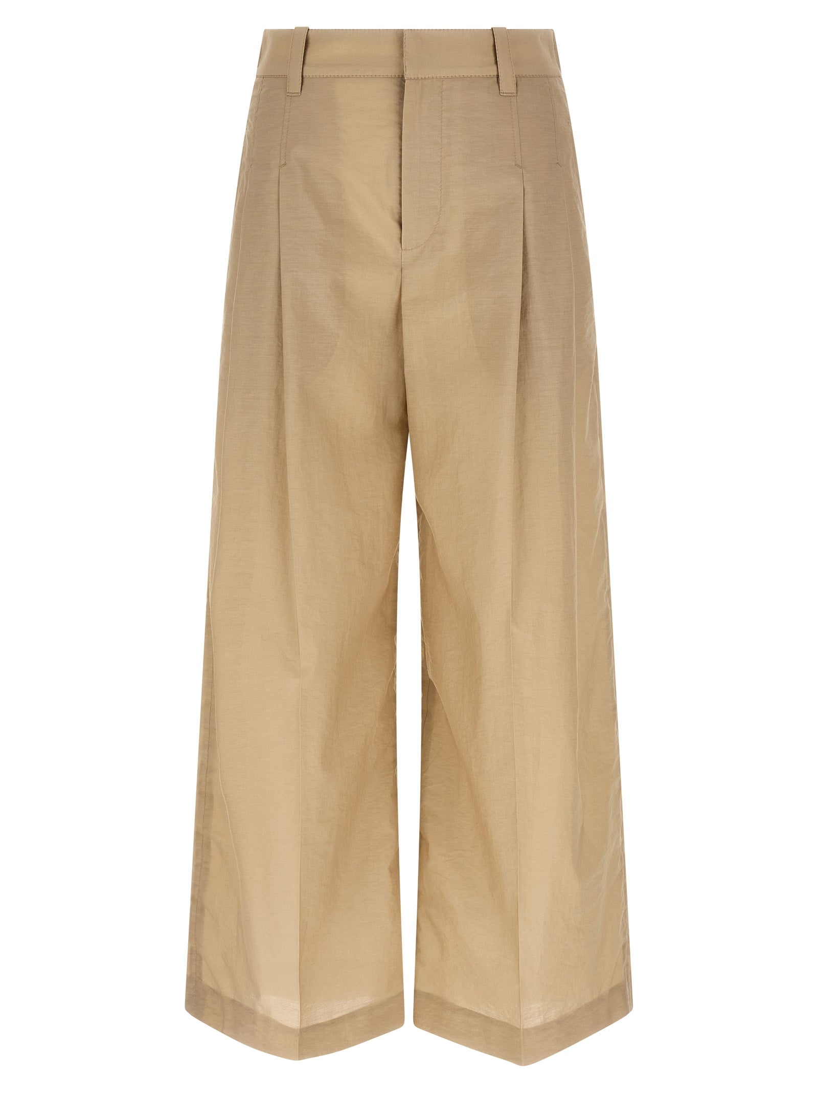 Brunello Cucinelli Beige Cotton Casual Women's Pants