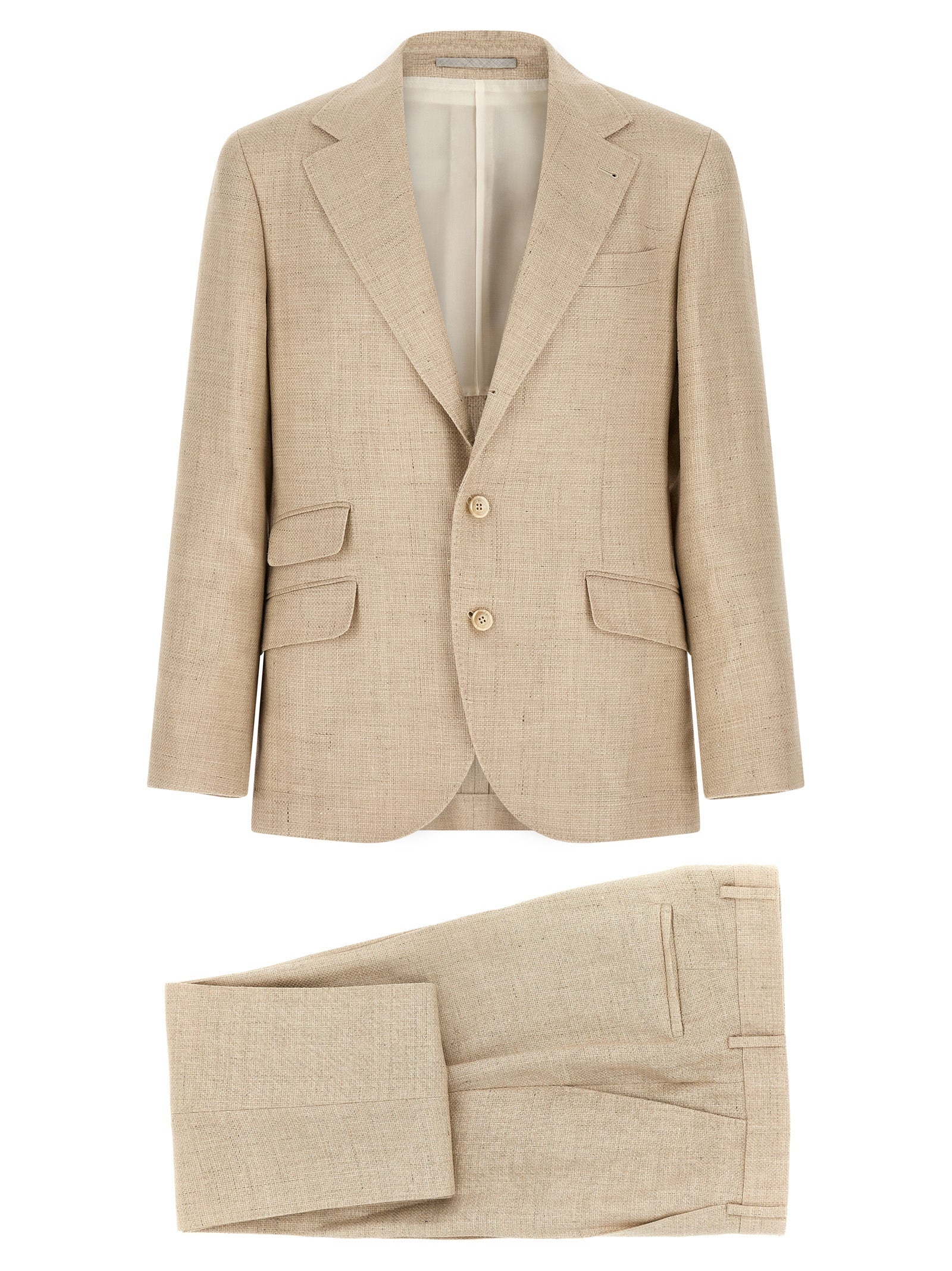 Brunello Cucinelli Beige Silk Two-Piece Men's Suit