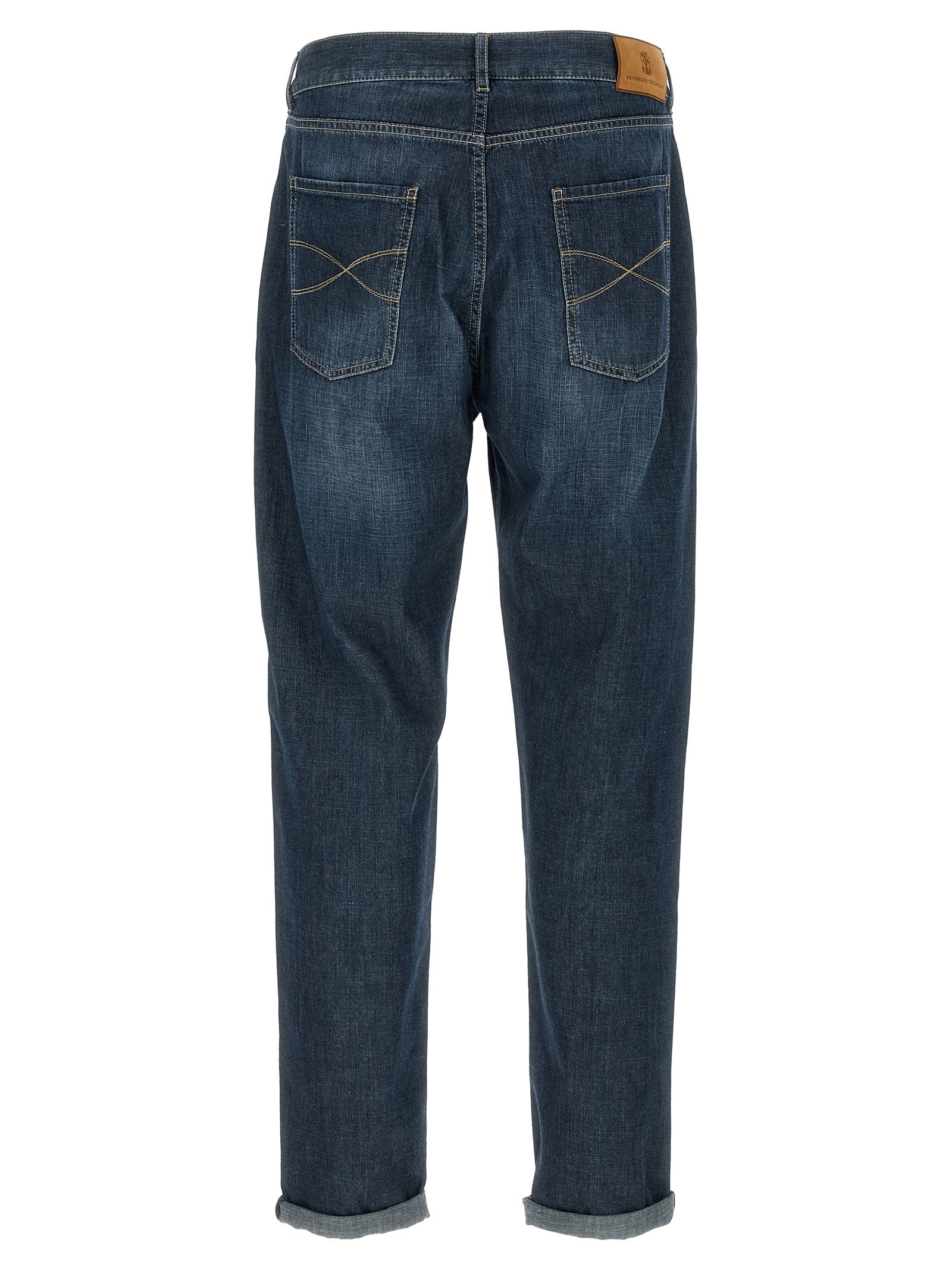 Brunello Cucinelli Blue Cotton Straight-Leg Men's Jeans