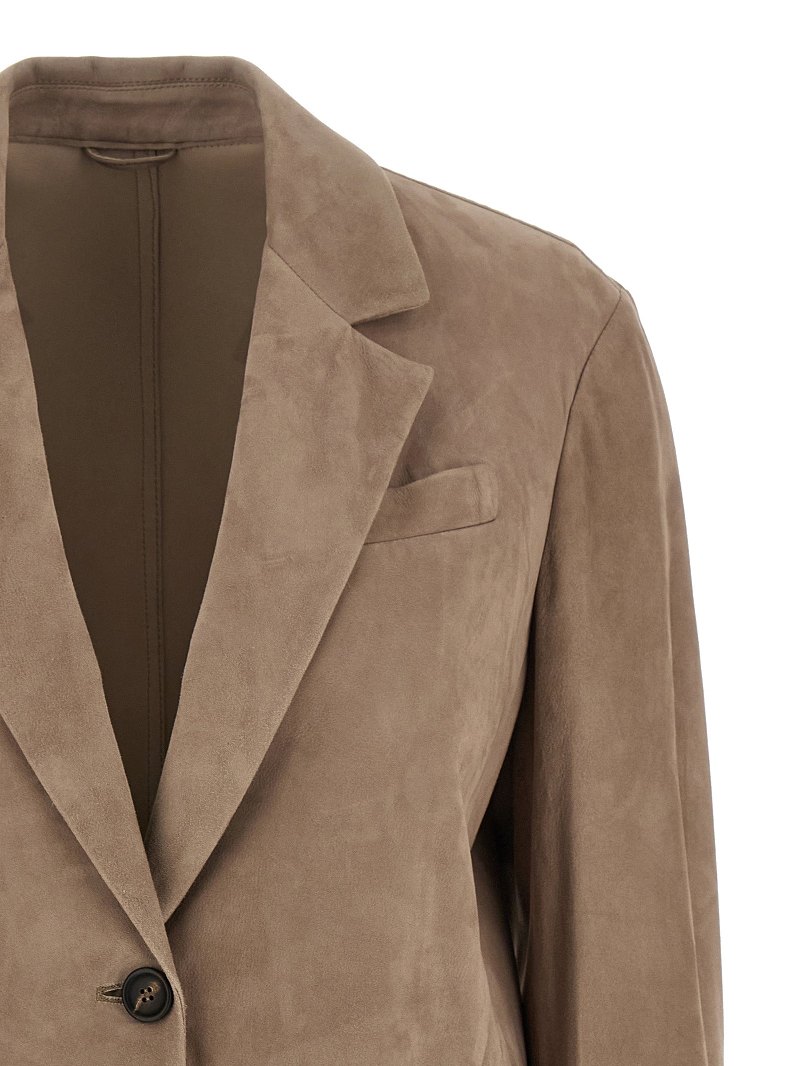 Brunello Cucinelli Beige Lamb Leather Women's Blazer