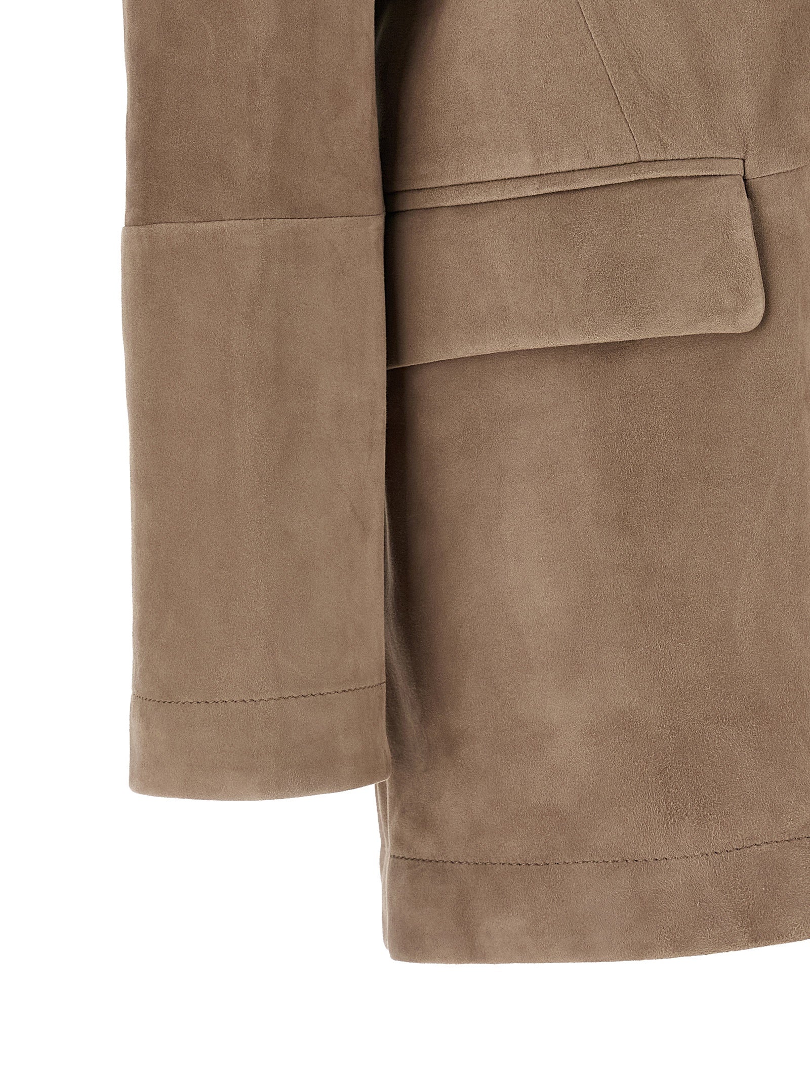 Brunello Cucinelli Beige Lamb Leather Women's Blazer
