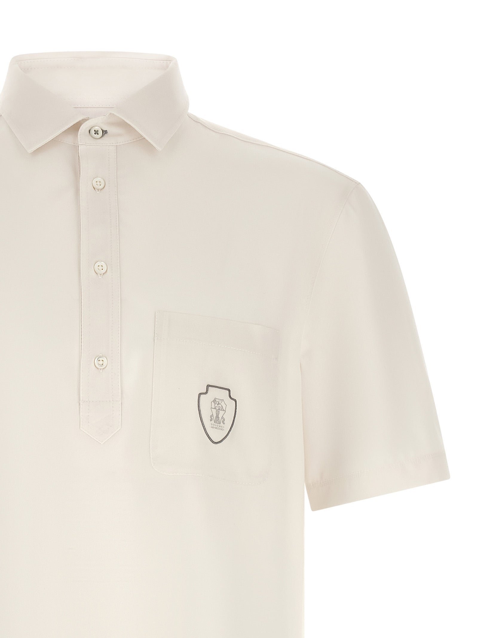 Brunello Cucinelli White Virgin Wool Polo Men's Shirt