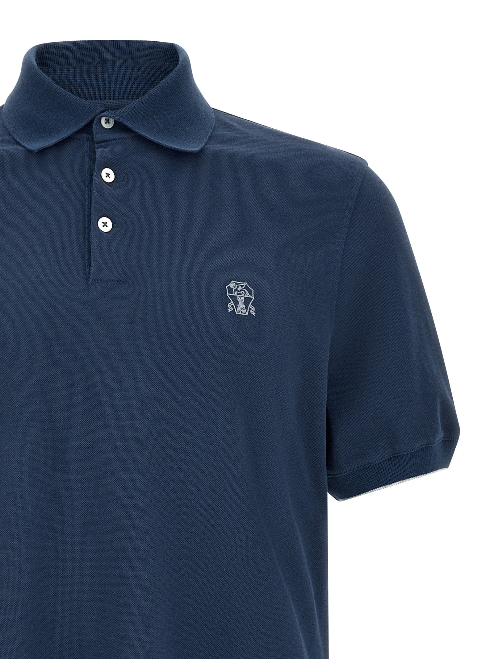 Brunello Cucinelli Blue Cotton Polo Men's Shirt