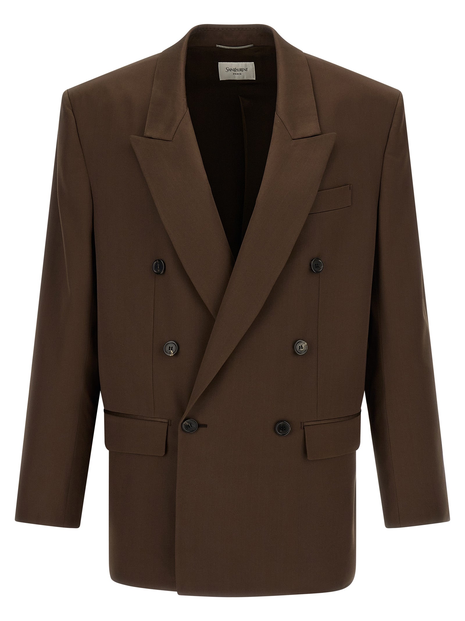Saint Laurent Brown Silk Men's Blazer