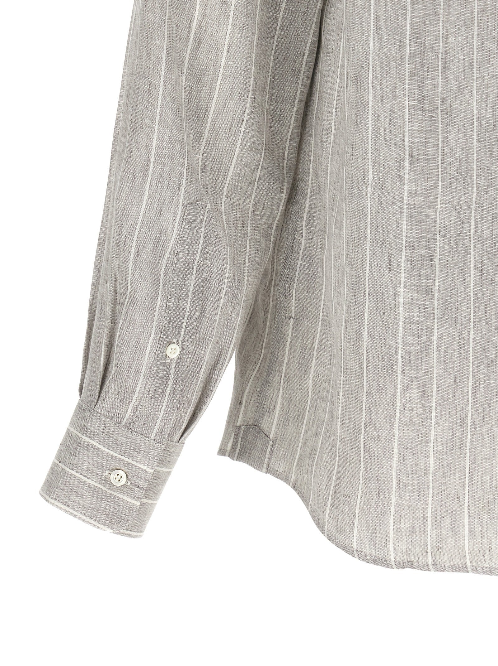 Brunello Cucinelli Gray Linen Men's Blouse