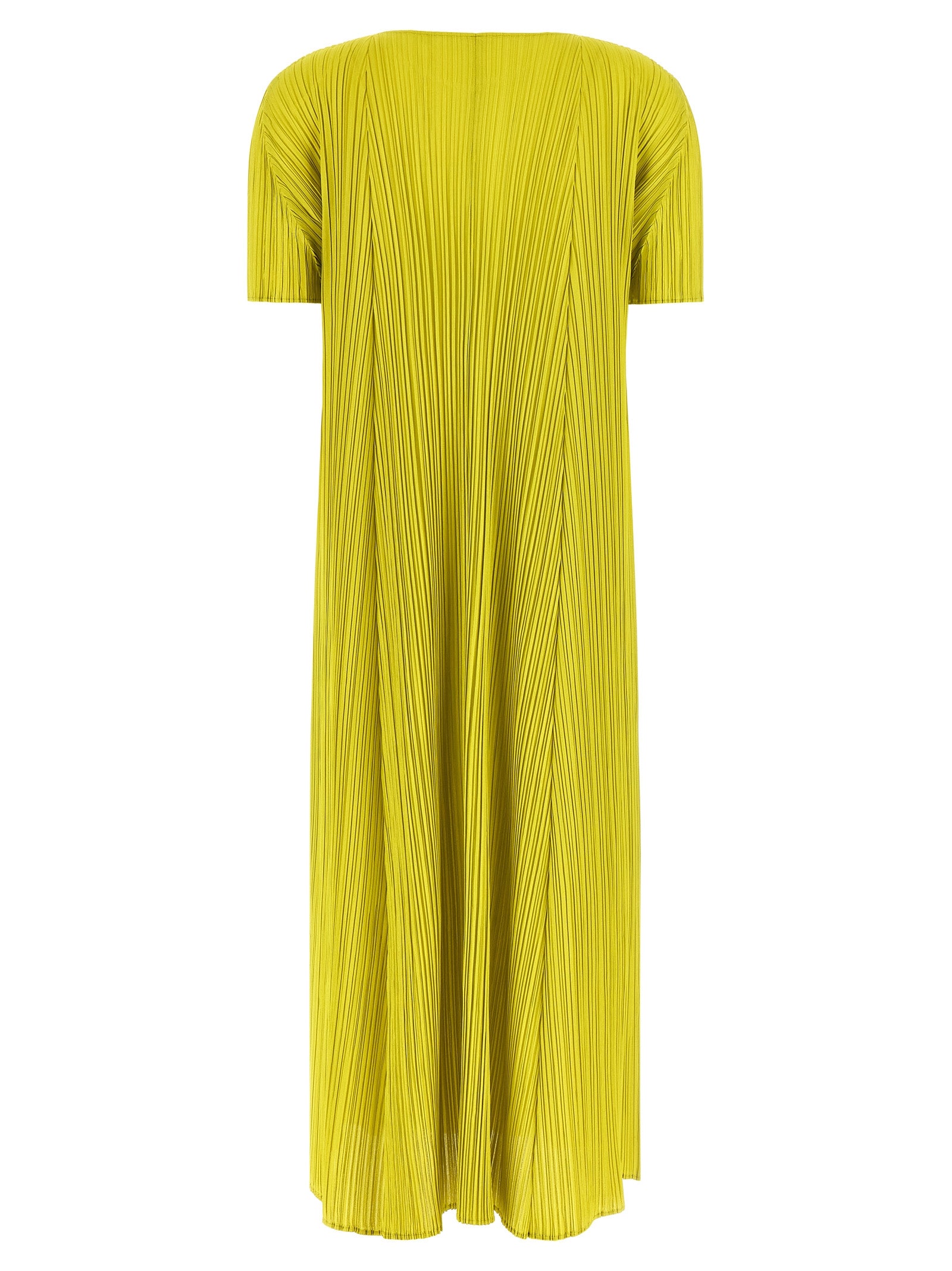PLEATS PLEASE ISSEY MIYAKE Bicolor Polyester Midi Women's Dress