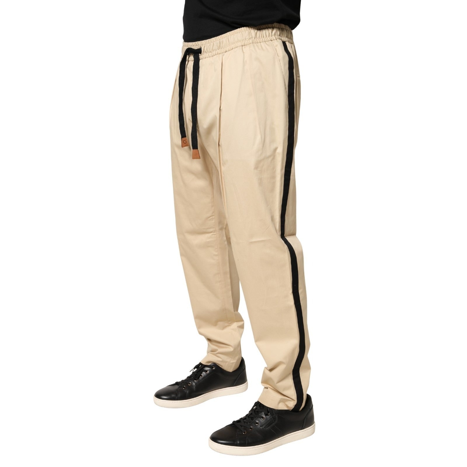 Dolce & Gabbana Beige Cotton Skinny Men Jogger Trouser Men's Pants