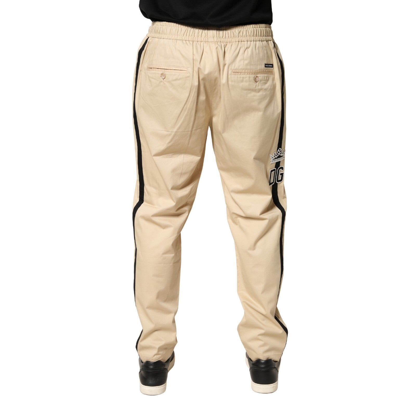 Dolce & Gabbana Beige Cotton Skinny Men Jogger Trouser Men's Pants