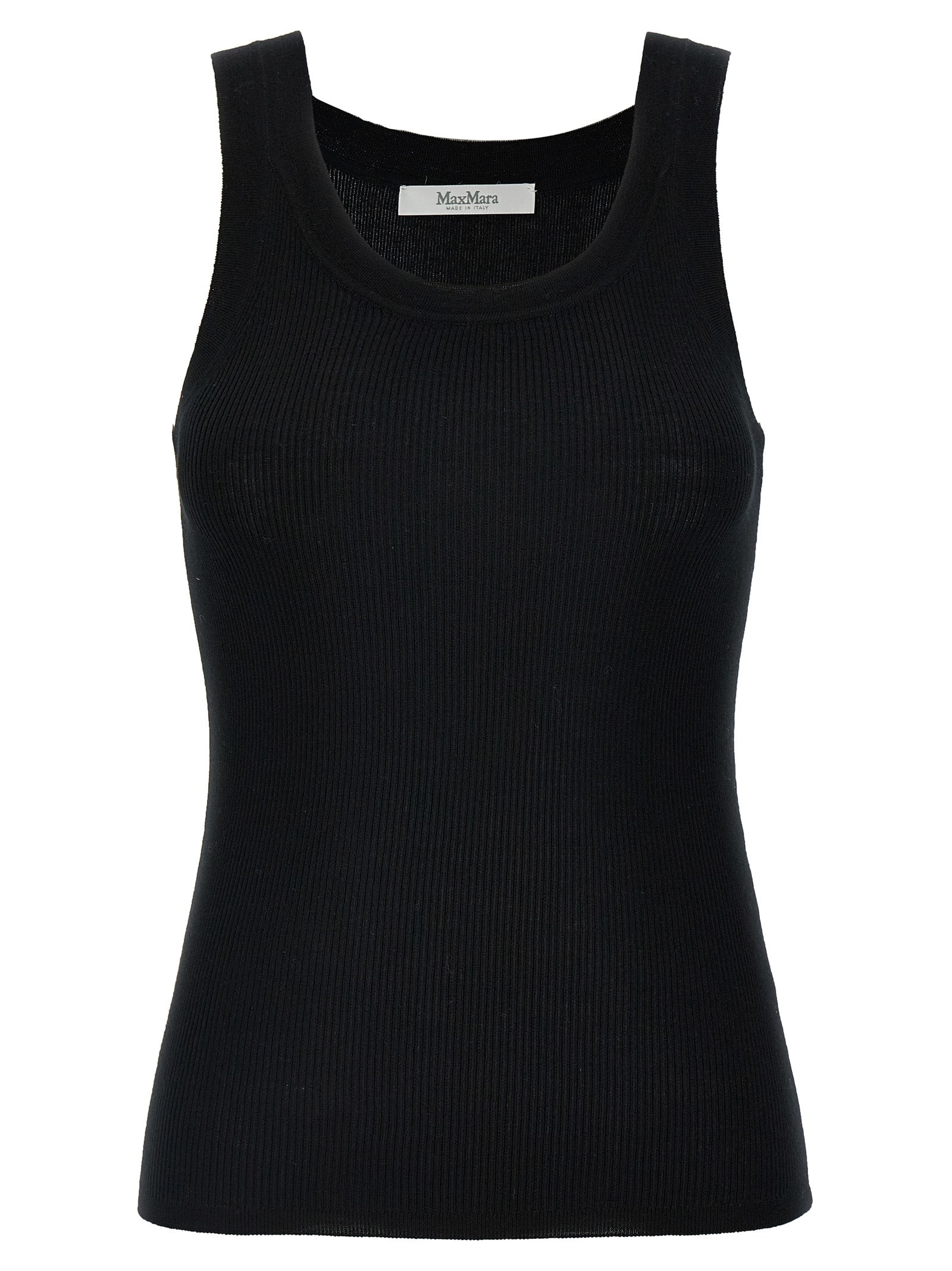 Max Mara Black Virgin Wool Sleeveles Women's T-Shirt