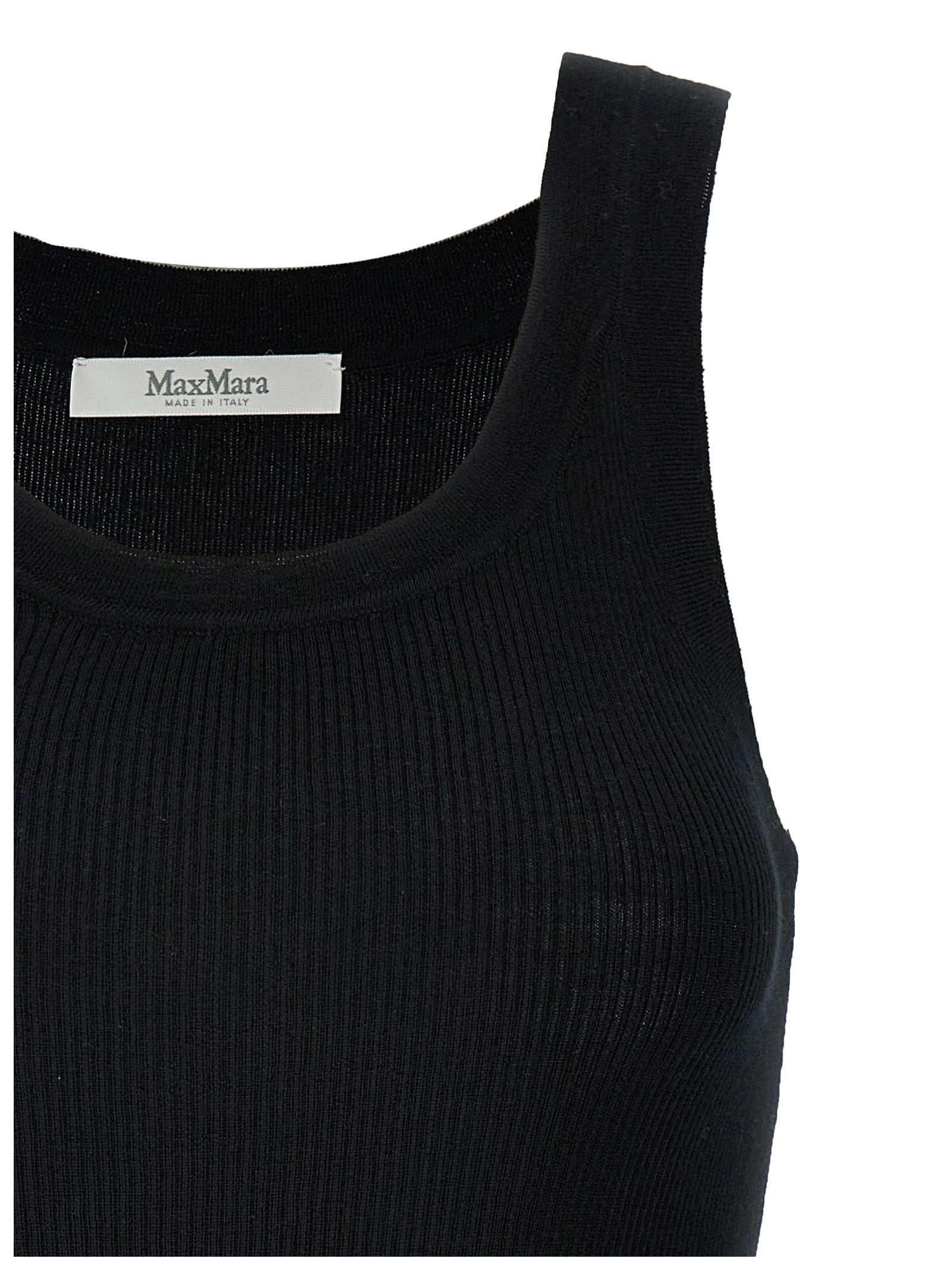 Max Mara Black Virgin Wool Sleeveles Women's T-Shirt