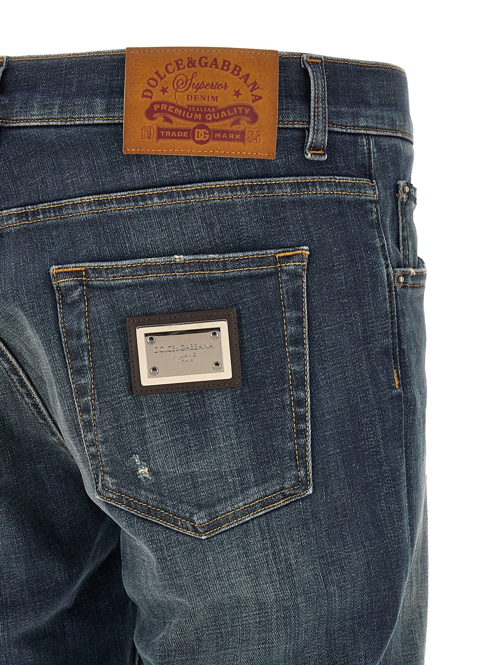 Dolce & Gabbana Blue Cotton Straight-Leg Men's Jeans
