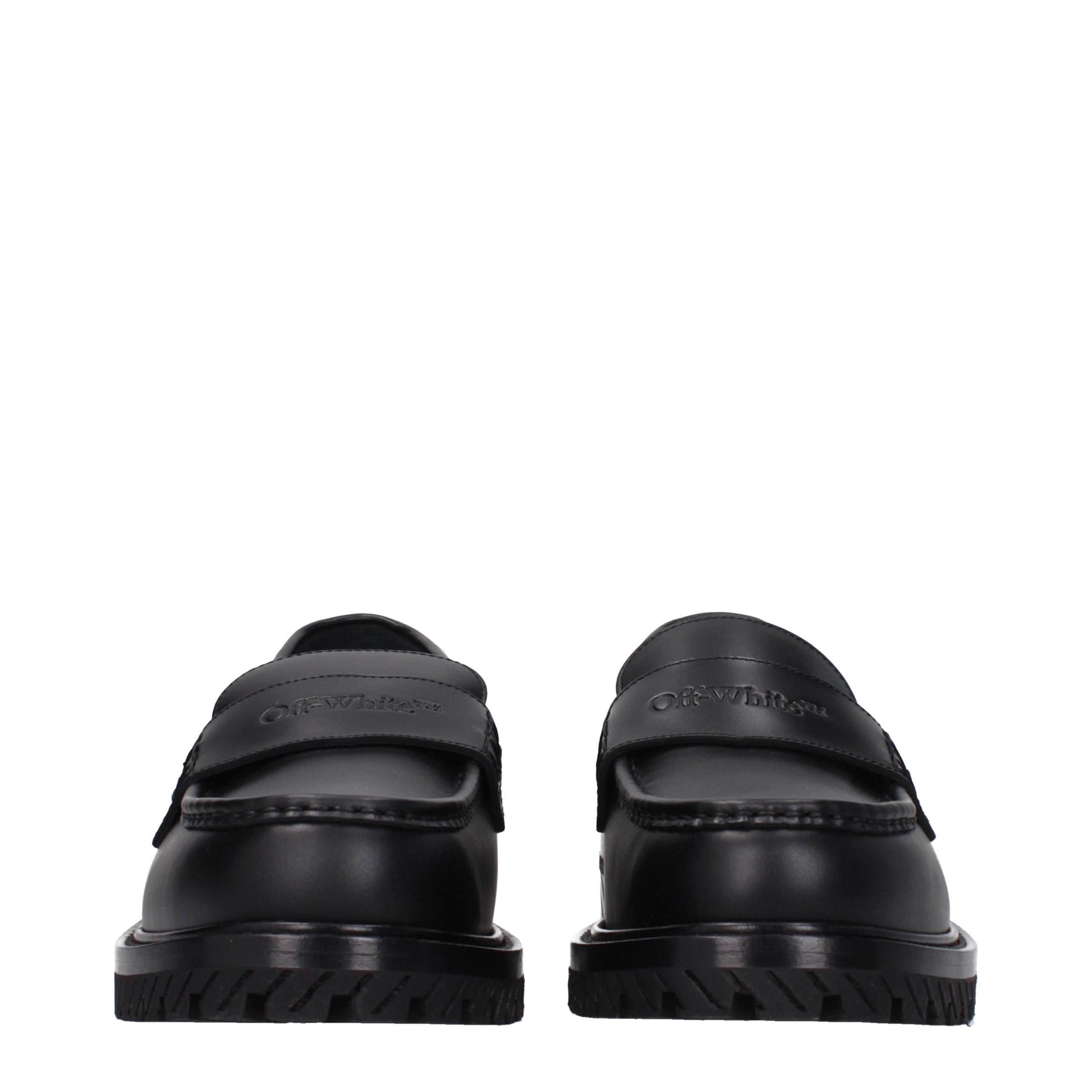 Off-White Black Leather Slip-On Men's Loafers