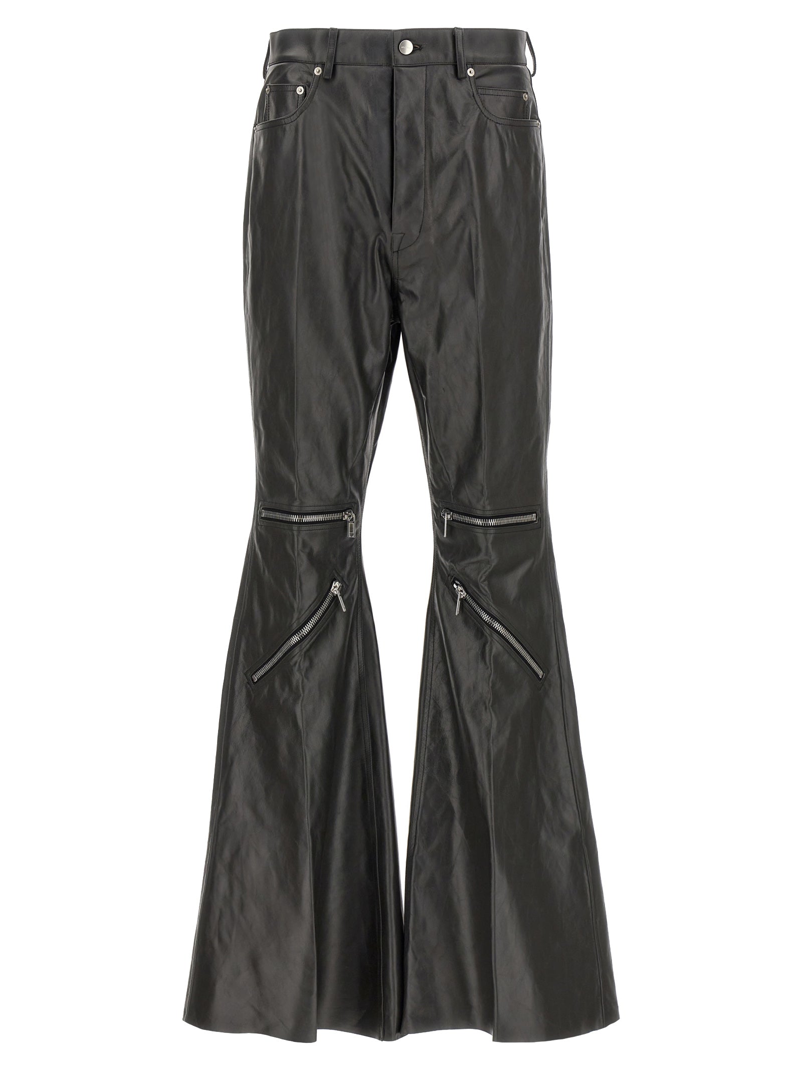 Rick Owens Black Calfskin Flared Men's Pants