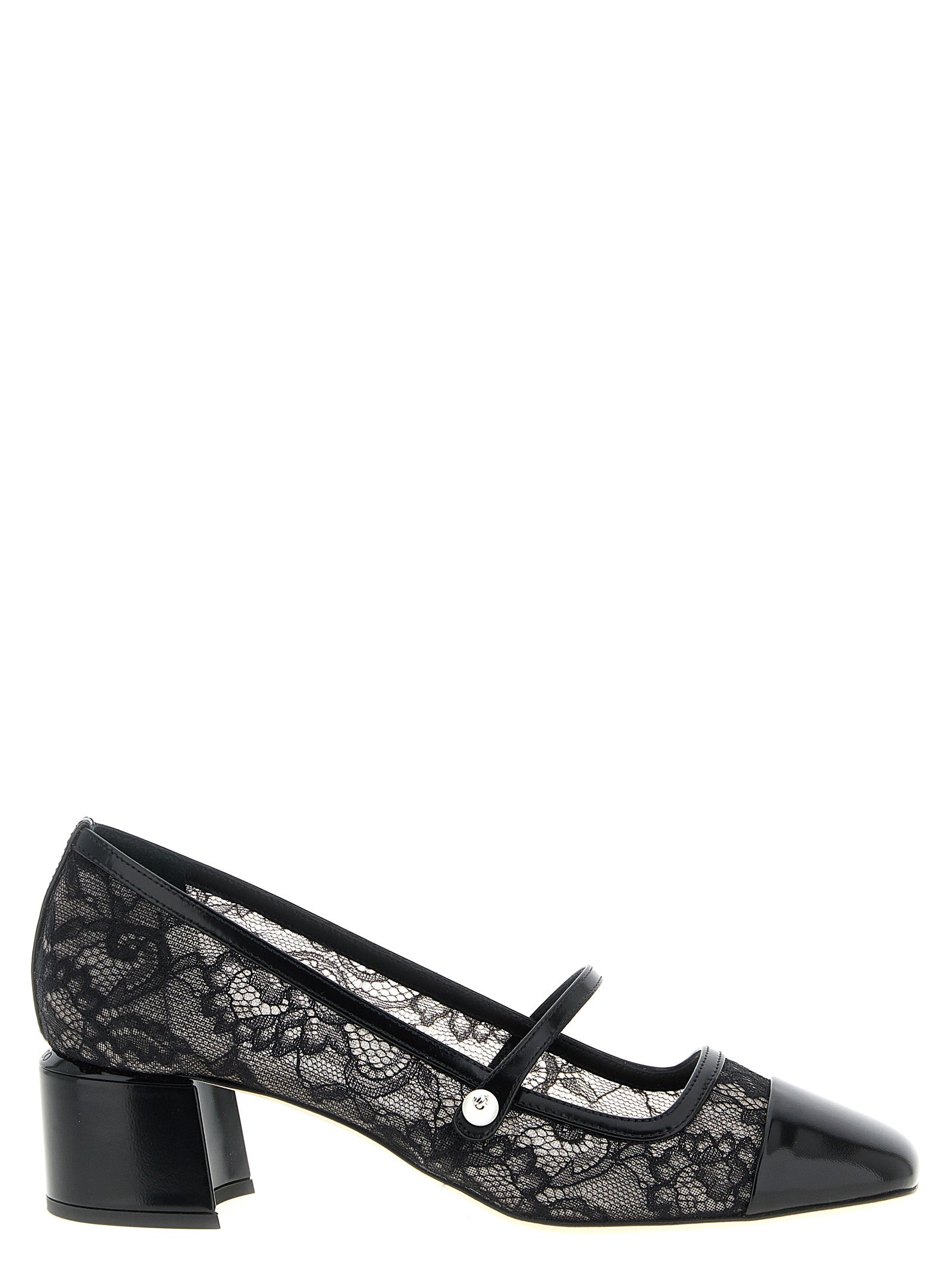 Jimmy Choo Black Tencel Mid Heel Women's Pumps