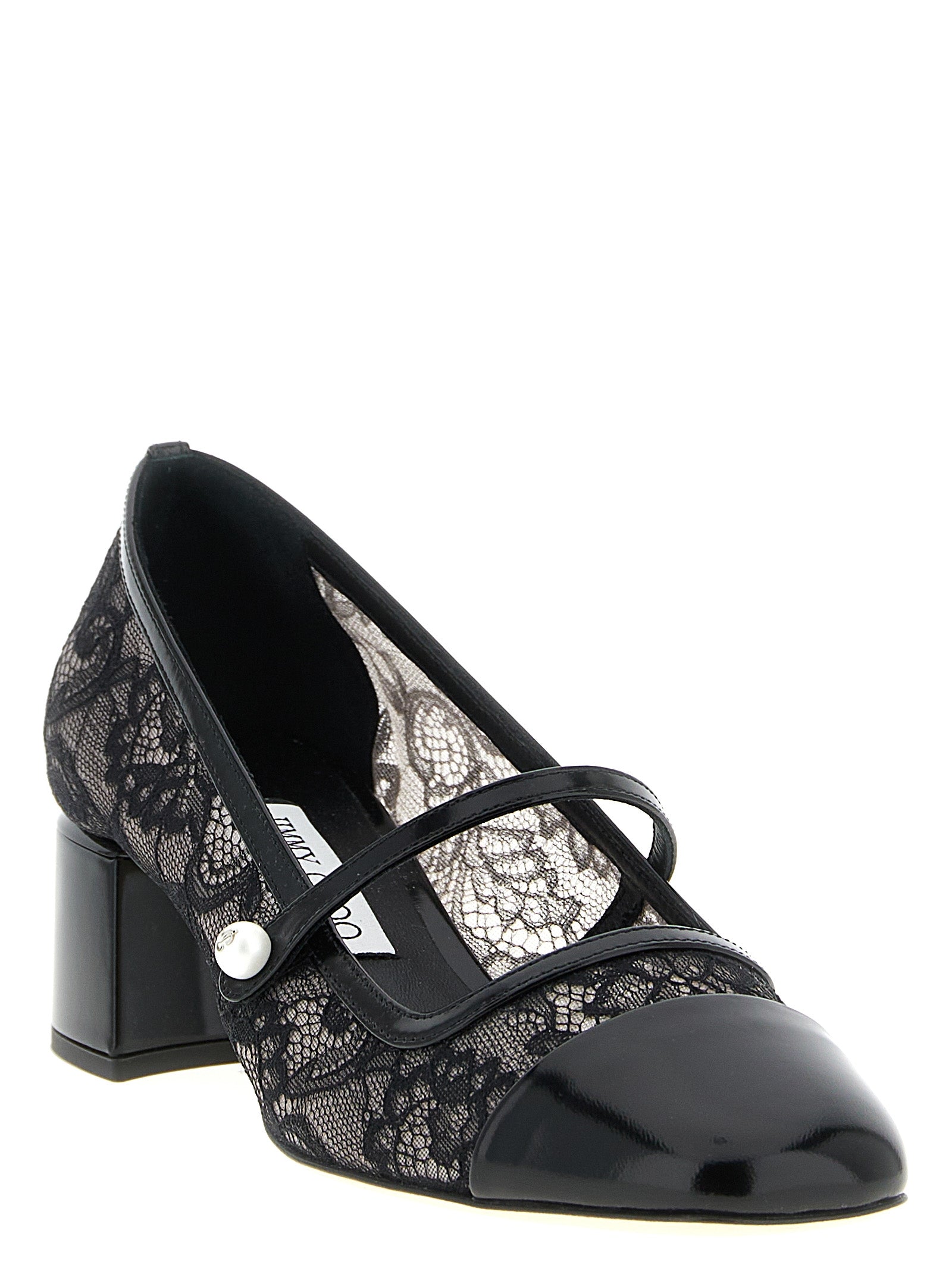 Jimmy Choo Black Tencel Mid Heel Women's Pumps
