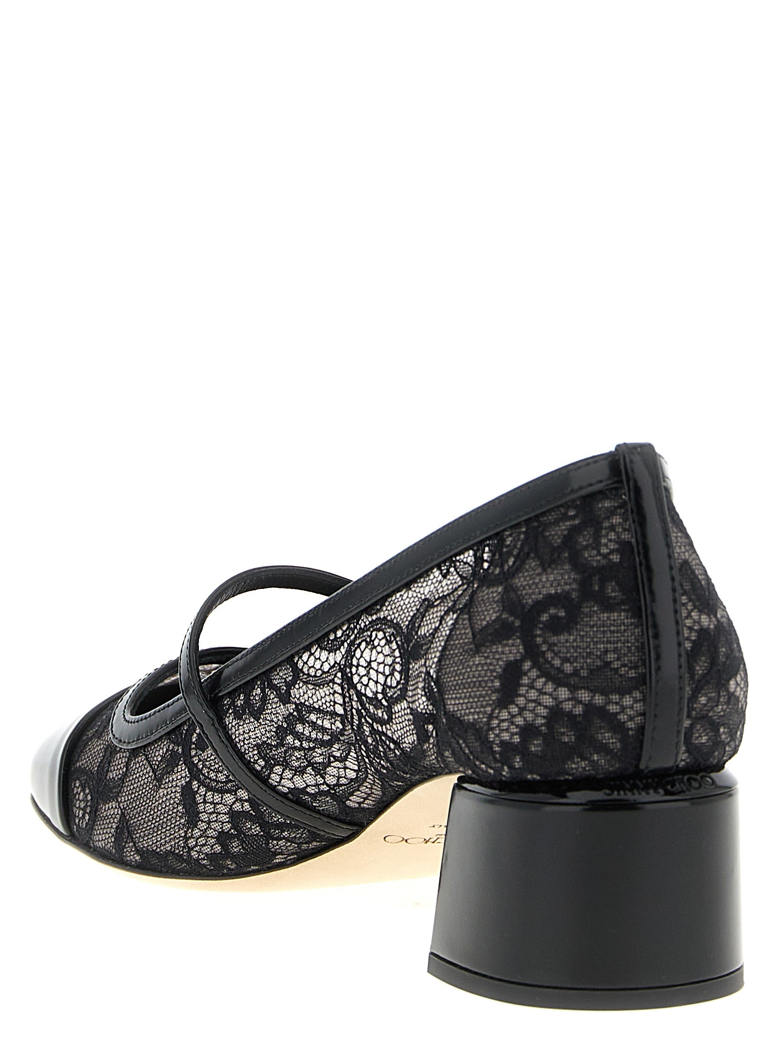 Jimmy Choo Black Tencel Mid Heel Women's Pumps