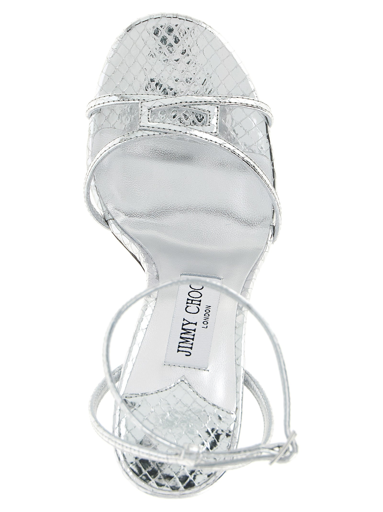 Jimmy Choo Silver Leather Stiletto Heel Women's Sandals
