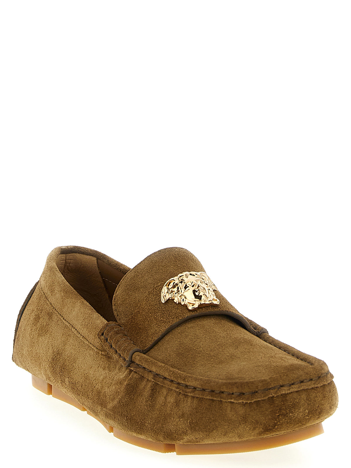 Versace Brown Calfskin Slip-On Men's Loafers