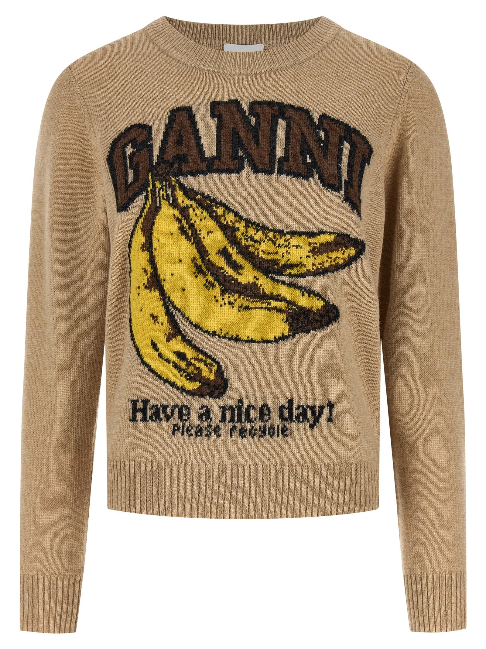 Ganni Beige Wool Women's Cardigan