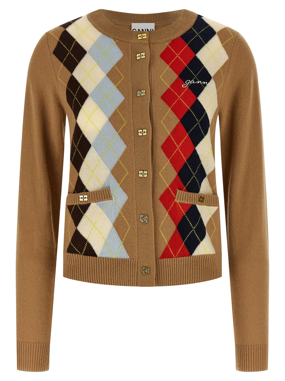 Ganni Beige Wool Women's Cardigan