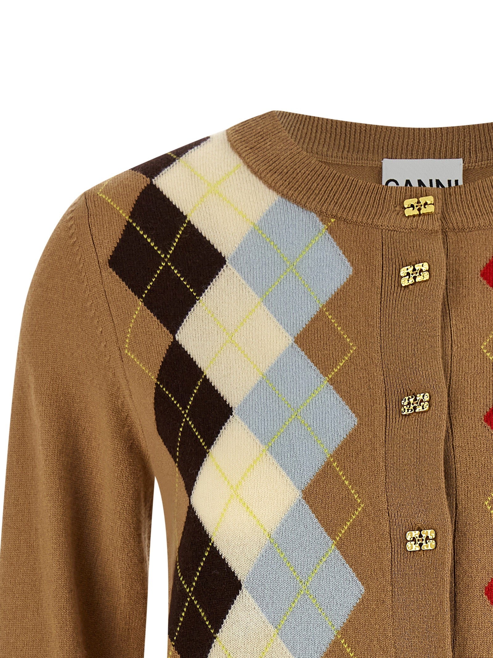 Ganni Beige Wool Women's Cardigan