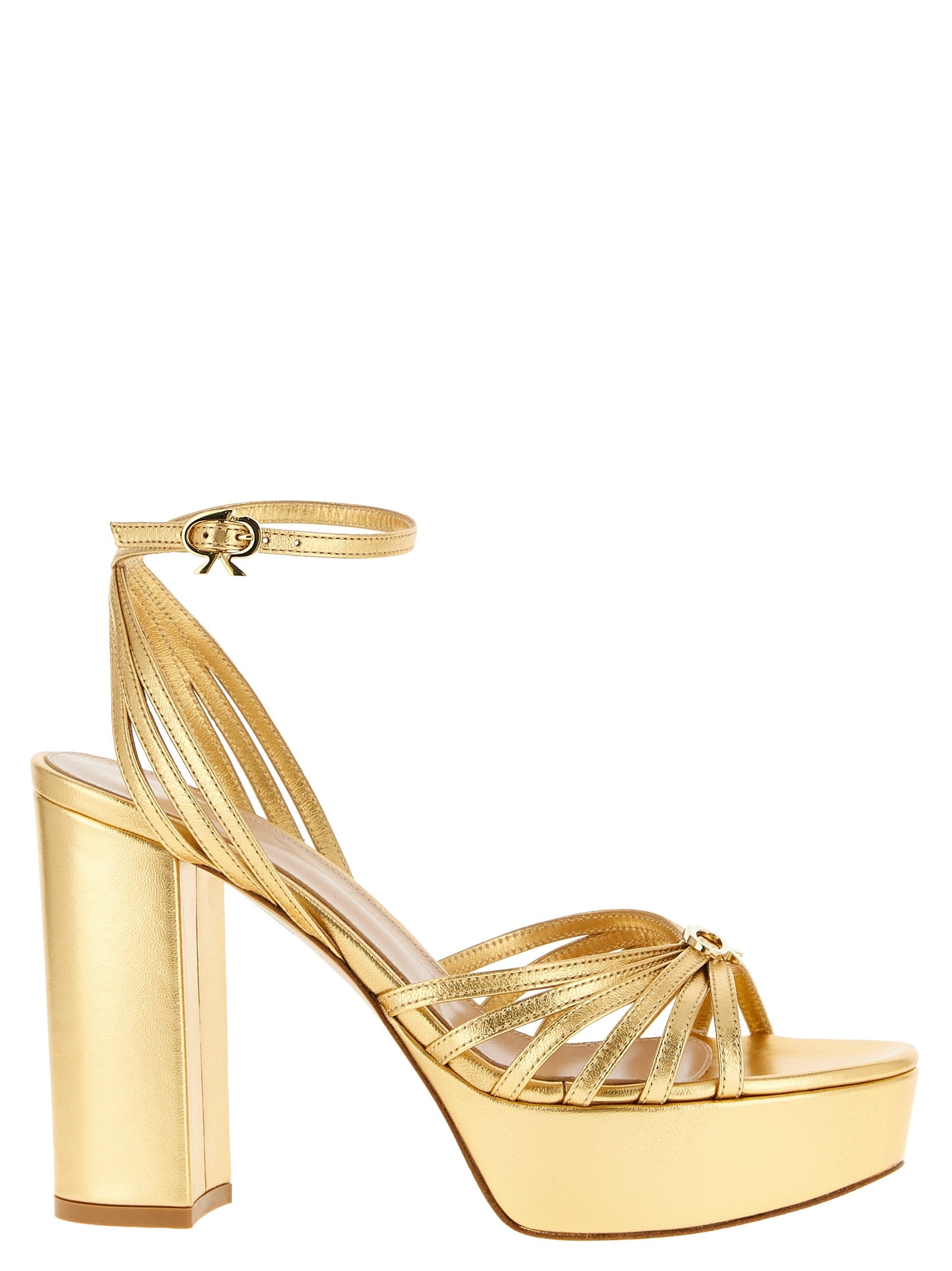 Gianvito Rossi Gold Lamb Leather Stiletto Heel Women's Sandals