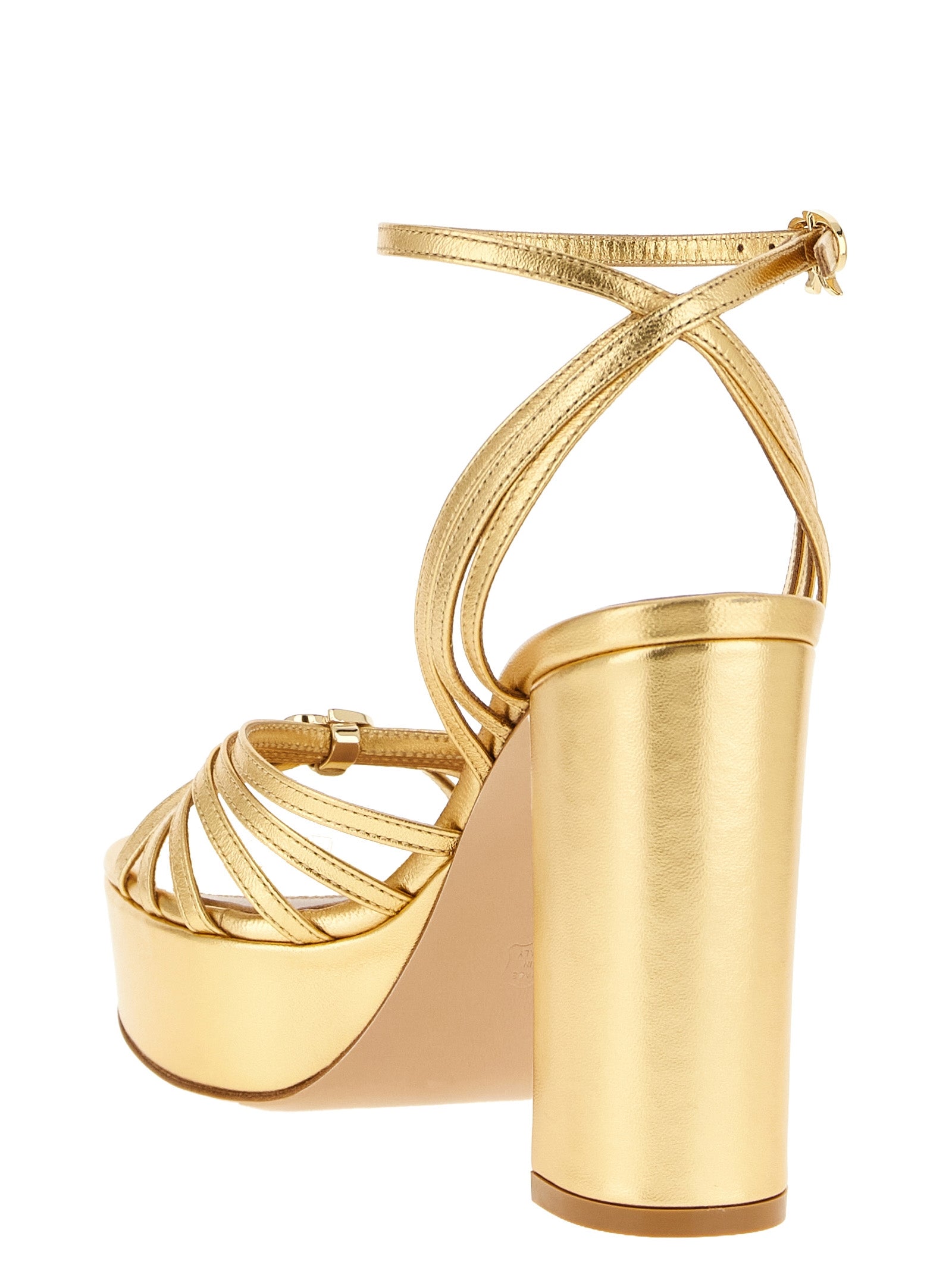 Gianvito Rossi Gold Lamb Leather Stiletto Heel Women's Sandals