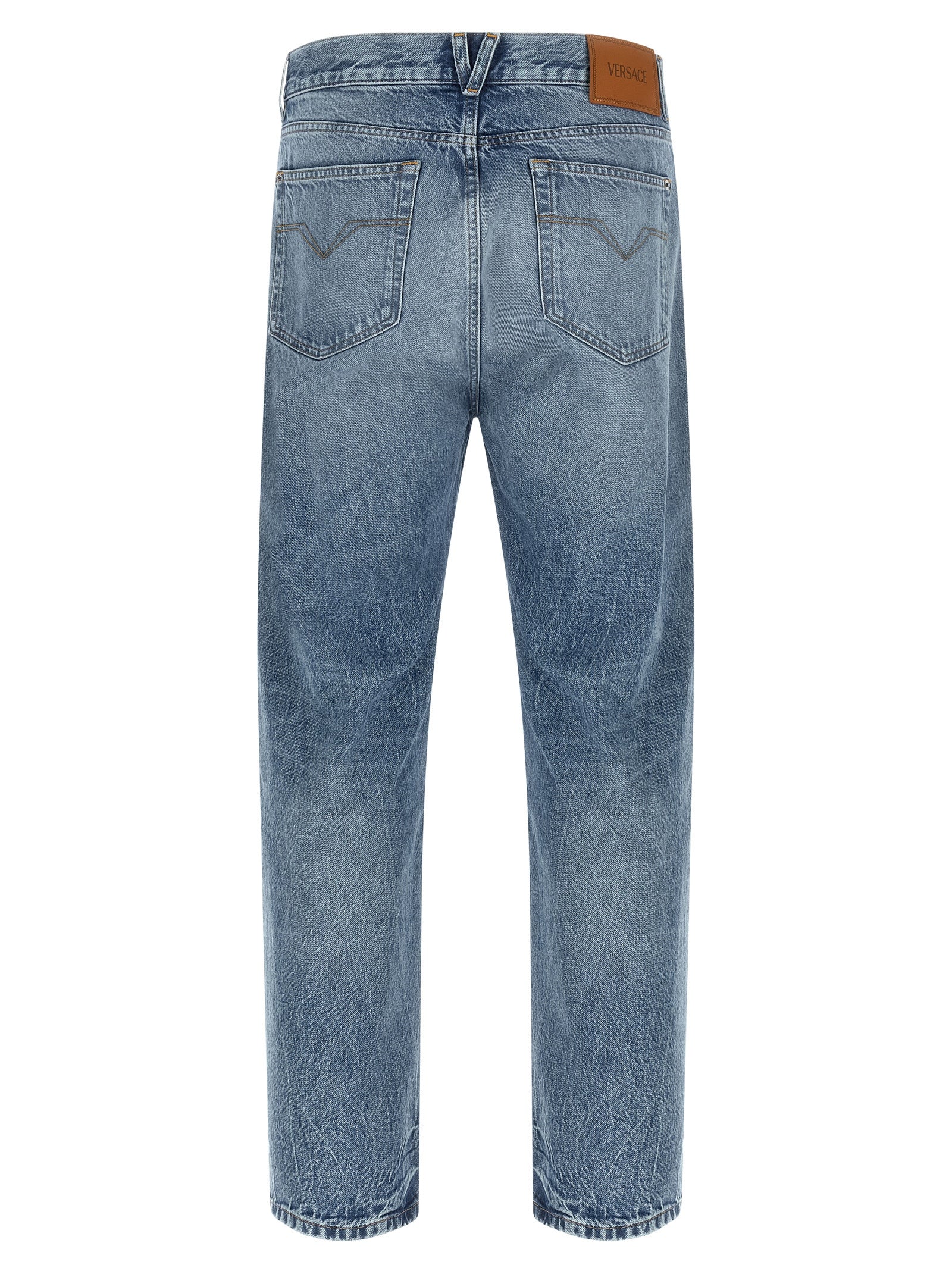 Versace Blue Cotton Straight-Leg Men's Jeans