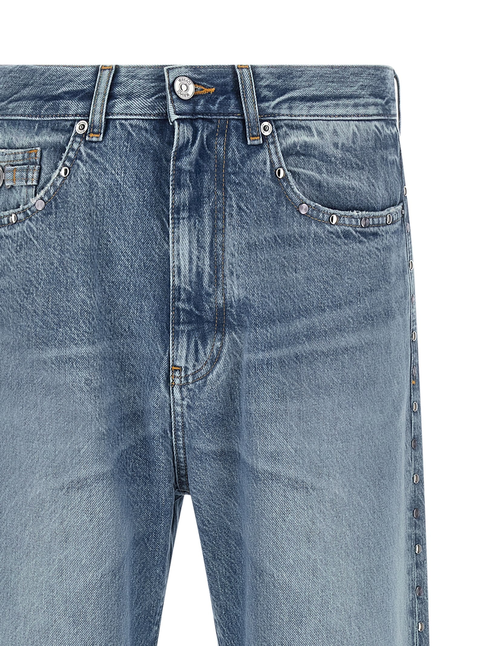 Versace Blue Cotton Straight-Leg Men's Jeans