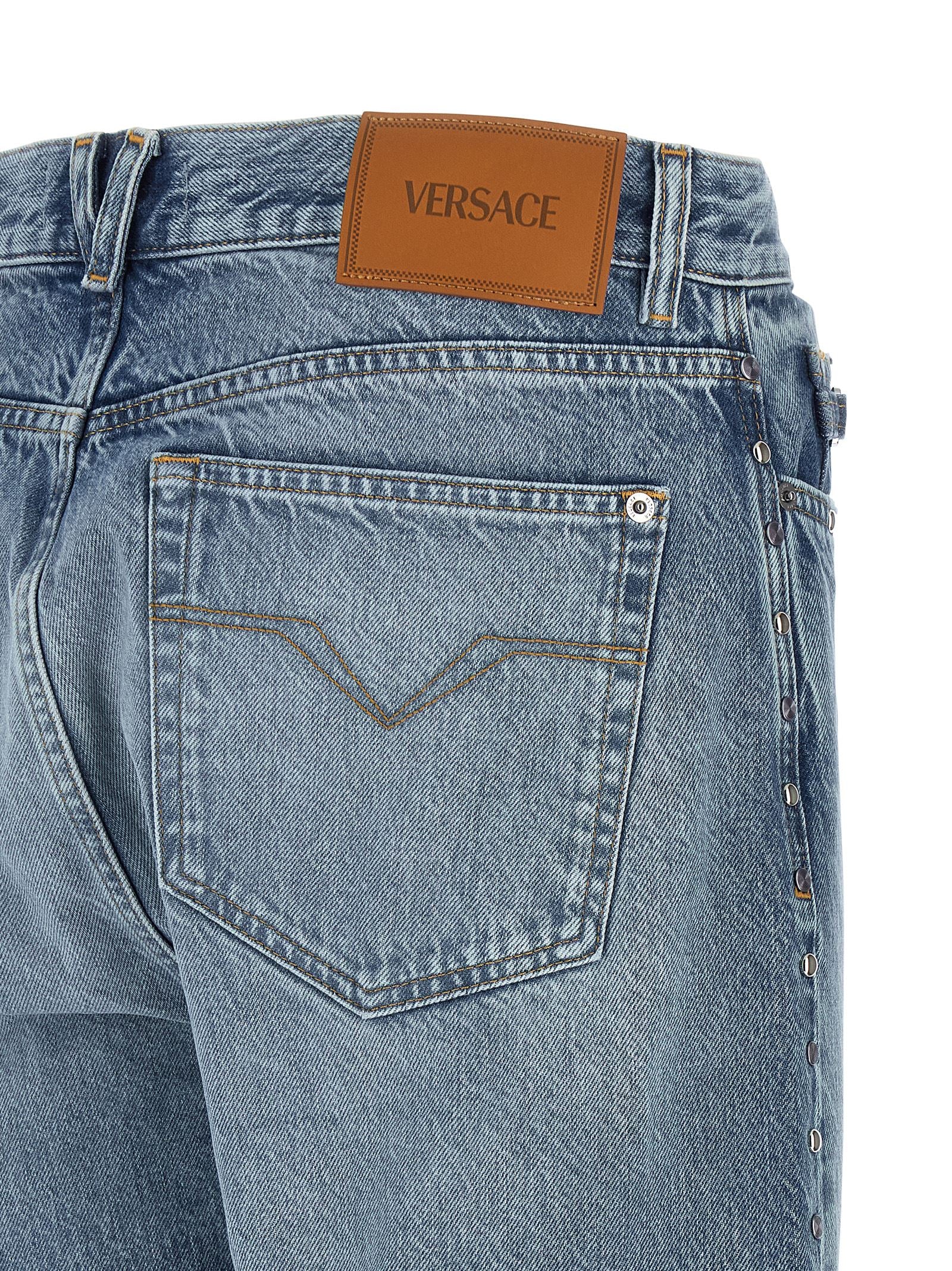 Versace Blue Cotton Straight-Leg Men's Jeans