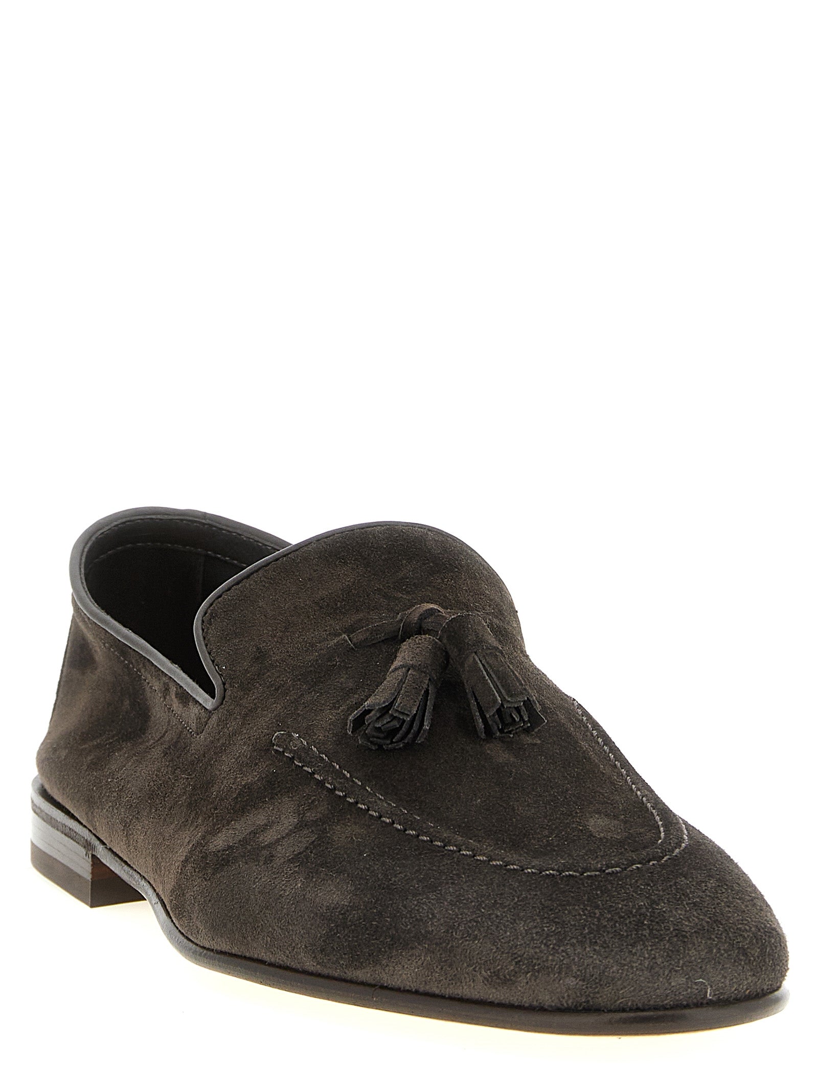 Brunello Cucinelli Gray Calfskin Slip-On Men's Loafers