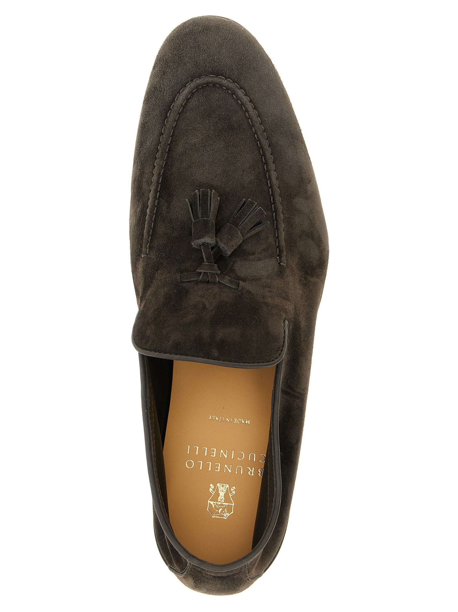 Brunello Cucinelli Gray Calfskin Slip-On Men's Loafers