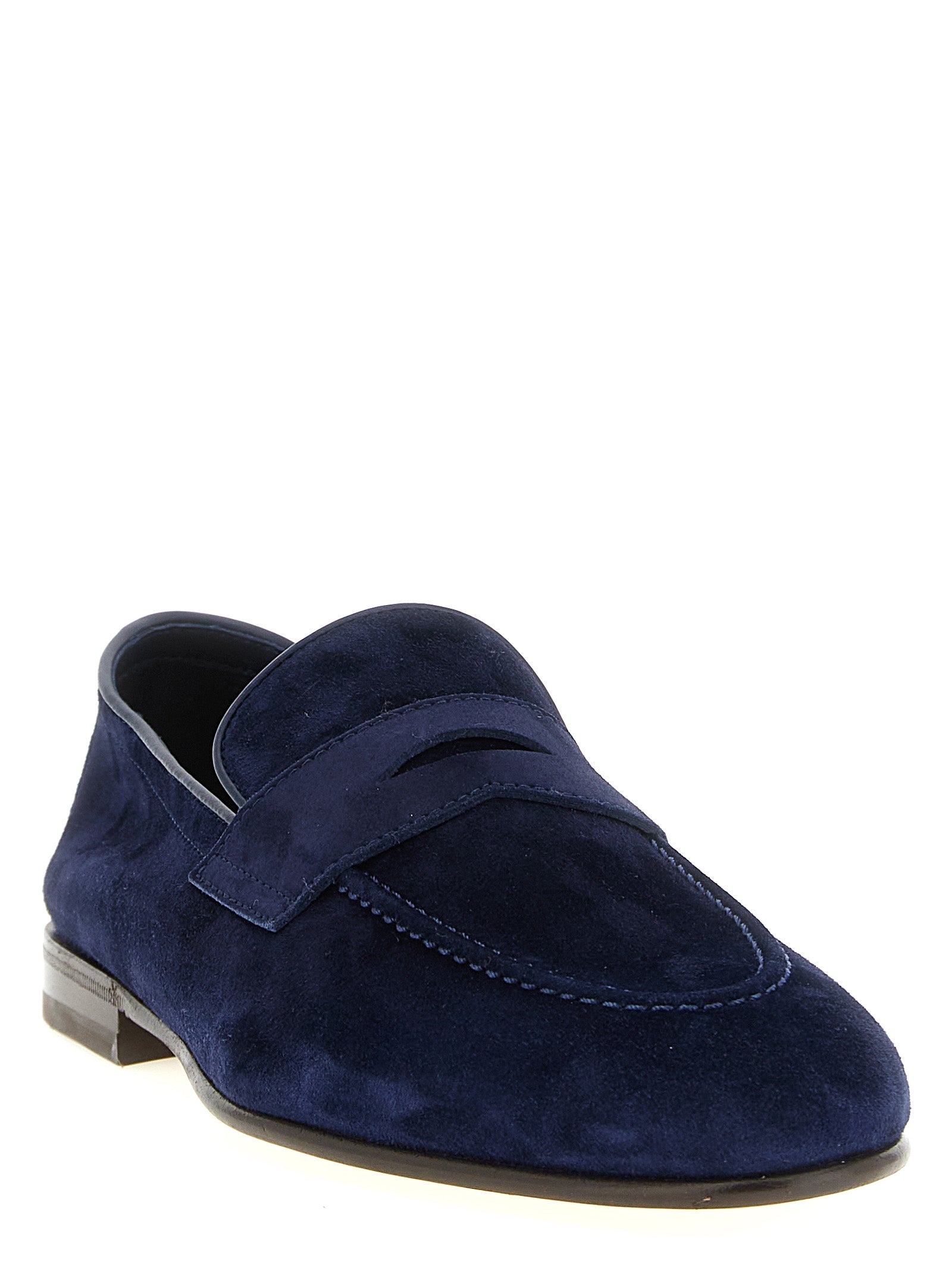 Brunello Cucinelli Blue Calfskin Slip-On Men's Loafers