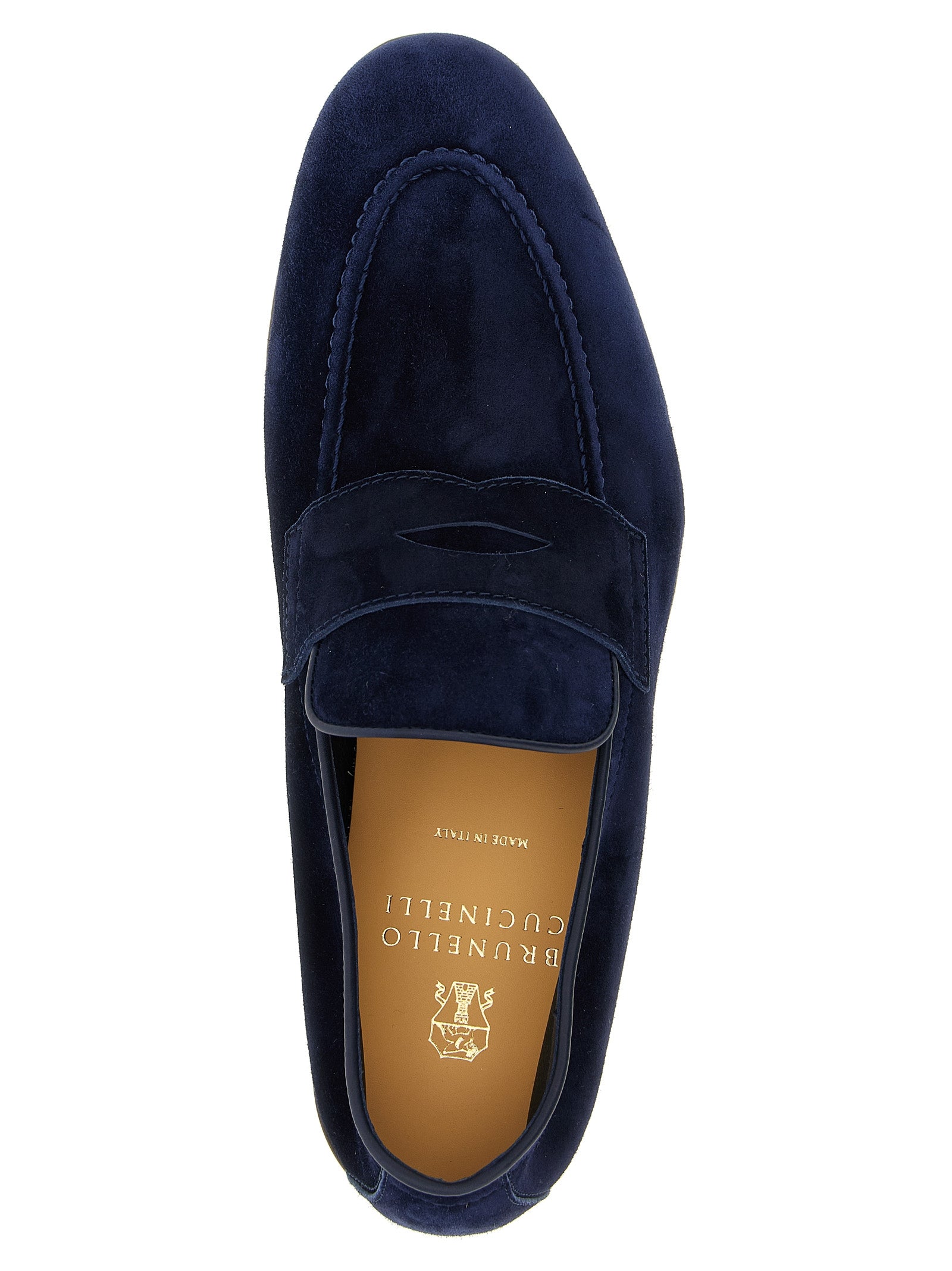 Brunello Cucinelli Blue Calfskin Slip-On Men's Loafers
