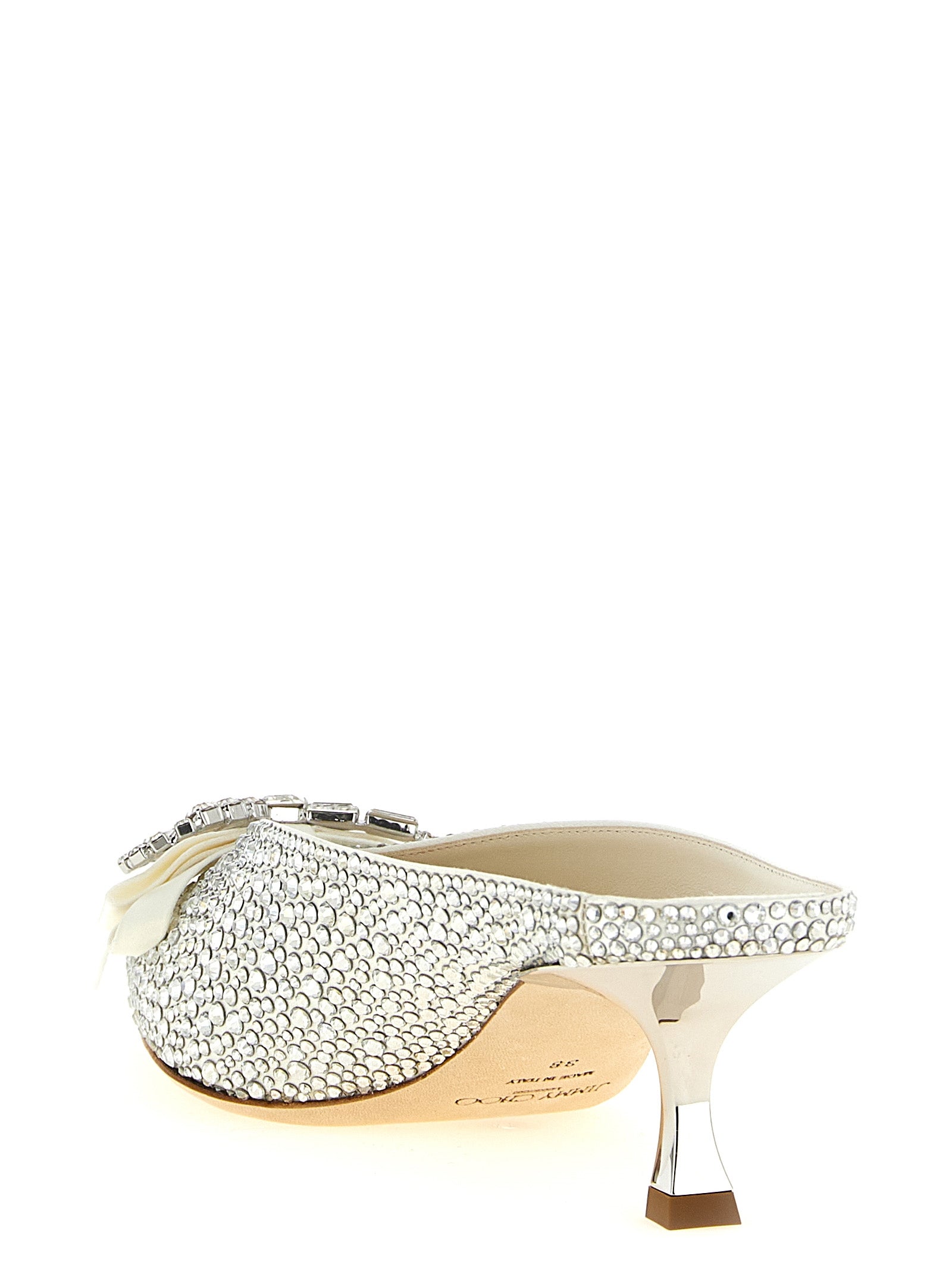 Jimmy Choo Silver Tencel Mid Heel Women's Pumps