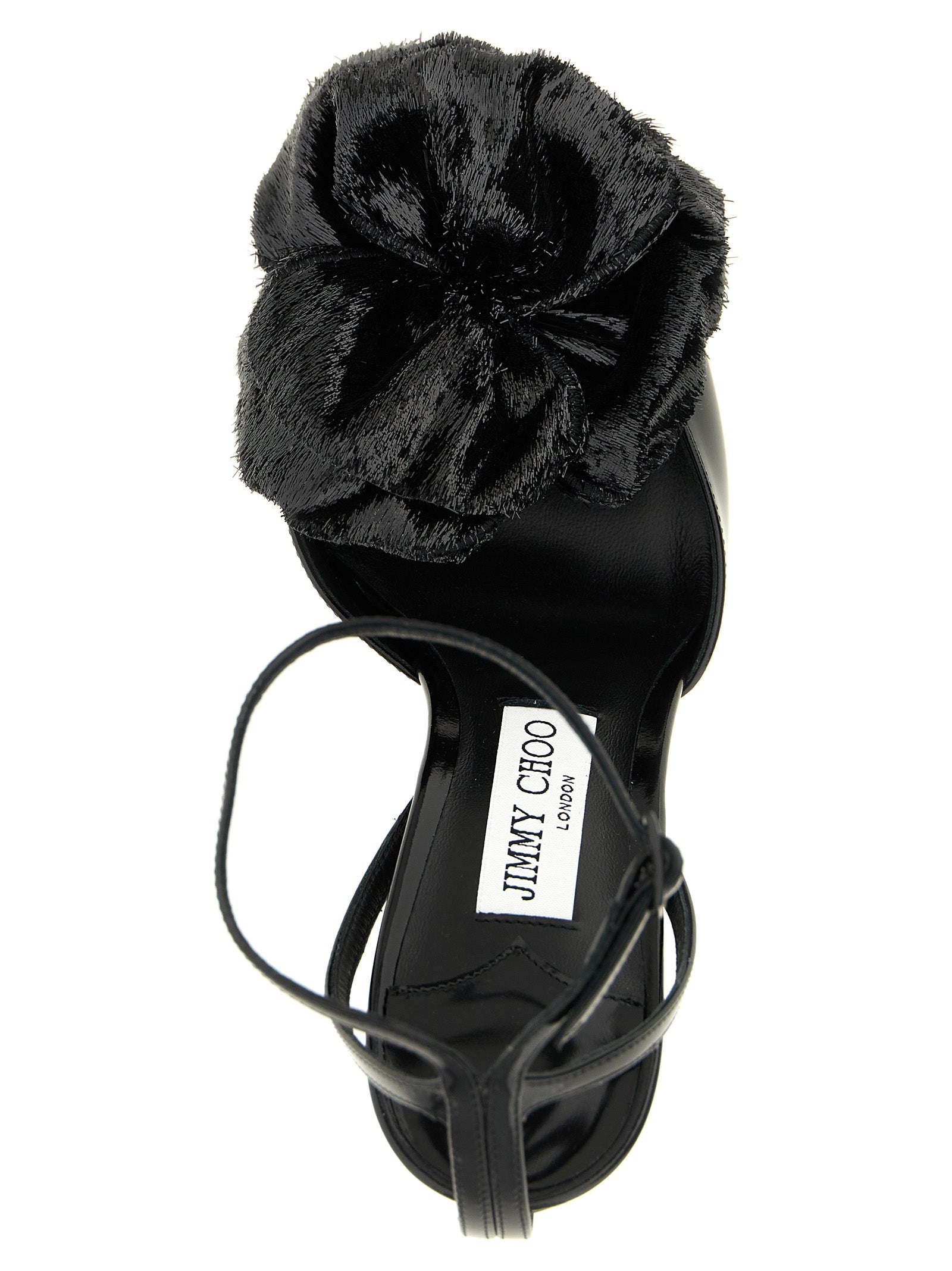 Jimmy Choo Black Leather Stiletto Heel Women's Sandals