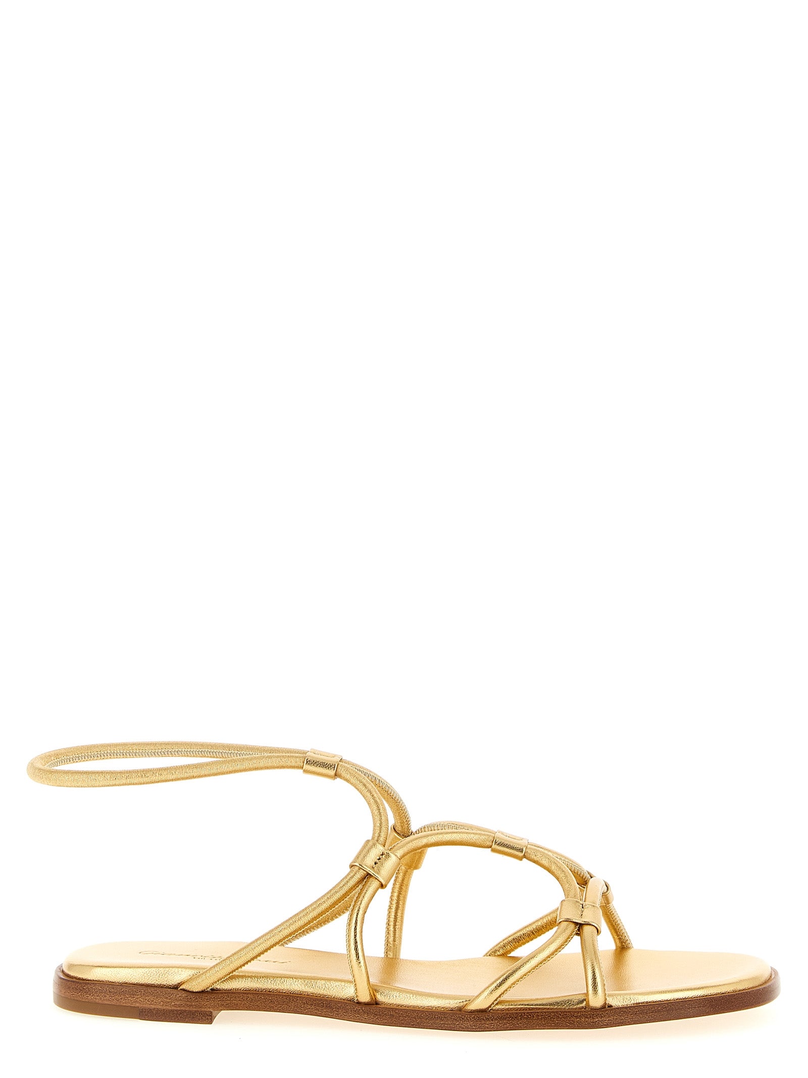 Gianvito Rossi Gold Lamb Leather Flat Women's Sandals