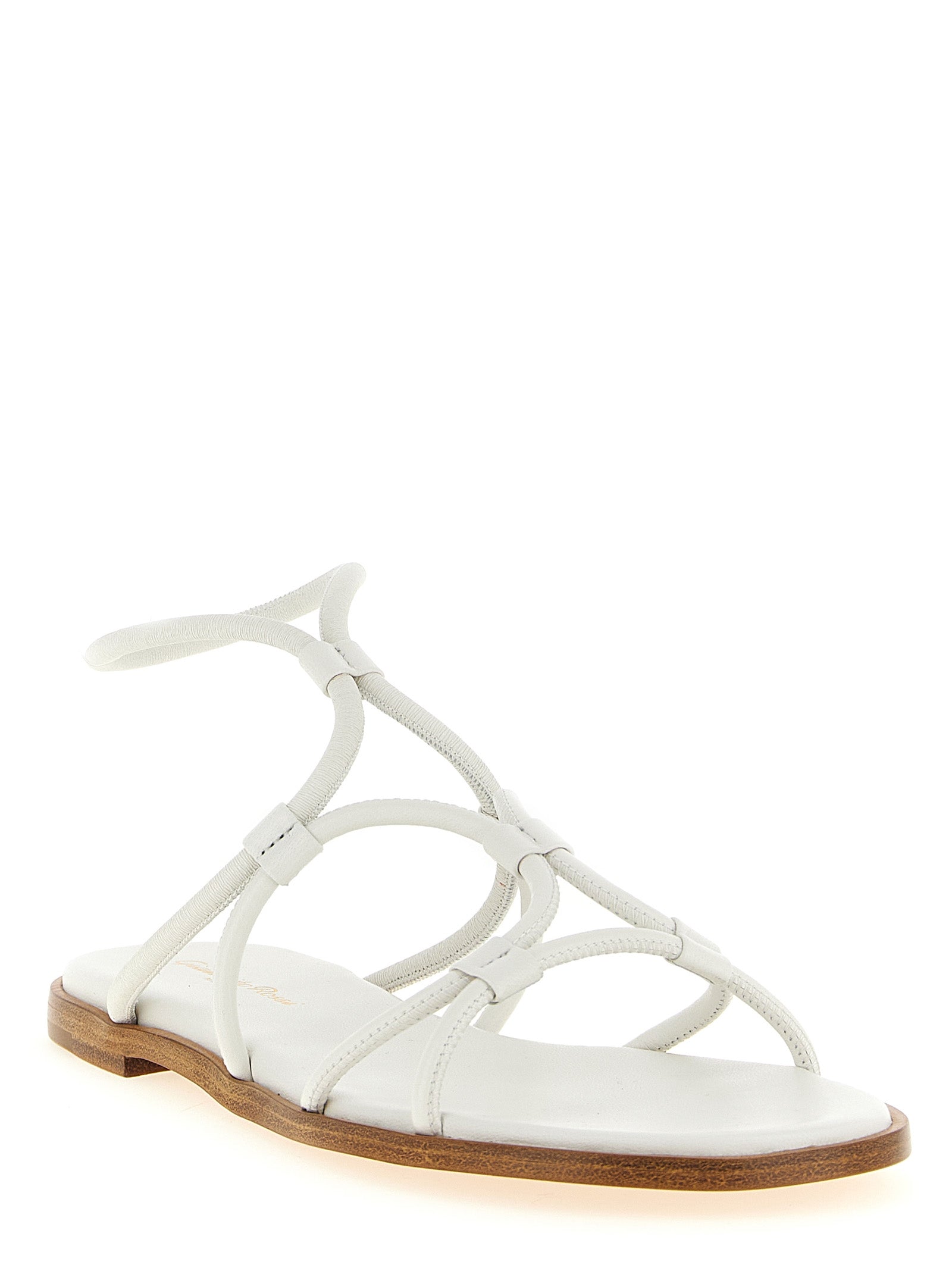 Gianvito Rossi White Lamb Leather Flat Women's Sandals