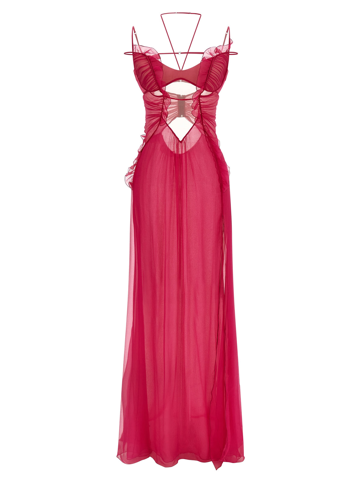 Nensi Dojaka Fuchsia Silk Long Women's Dress