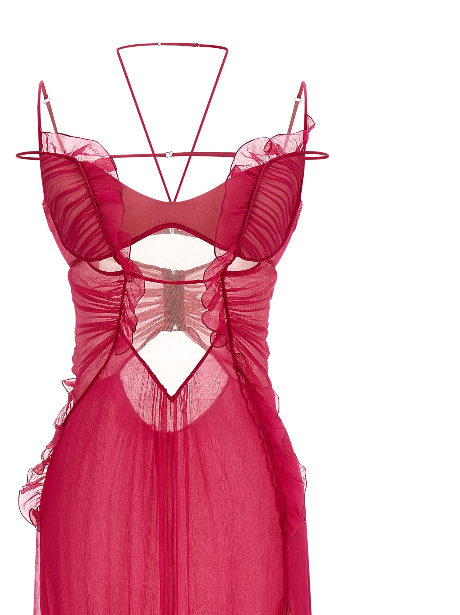 Nensi Dojaka Fuchsia Silk Long Women's Dress