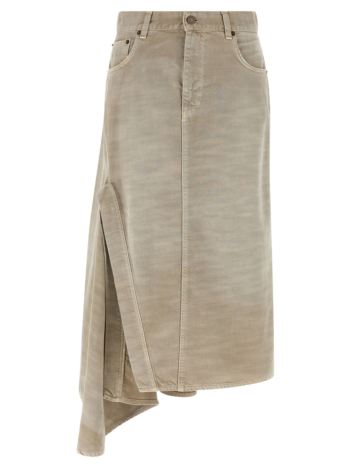Haikure Gray Cotton Midi Women's Skirt