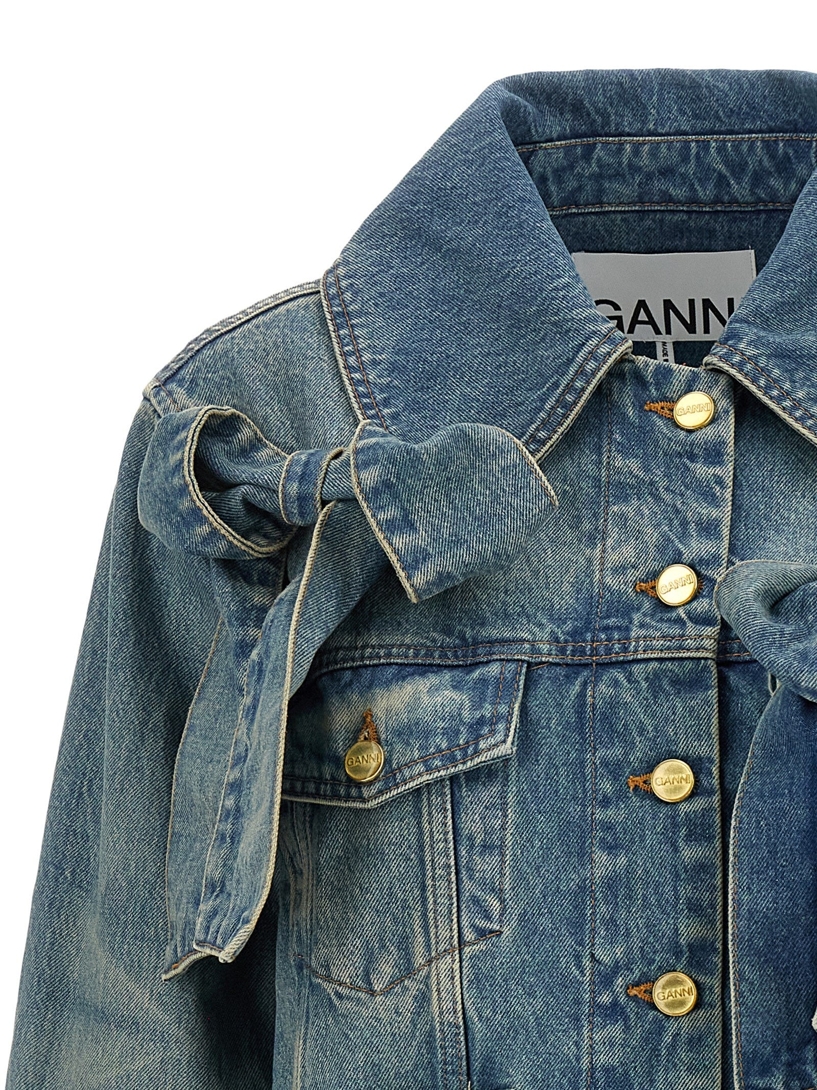 Ganni Blue Organic Cotton Denim Women's Jacket