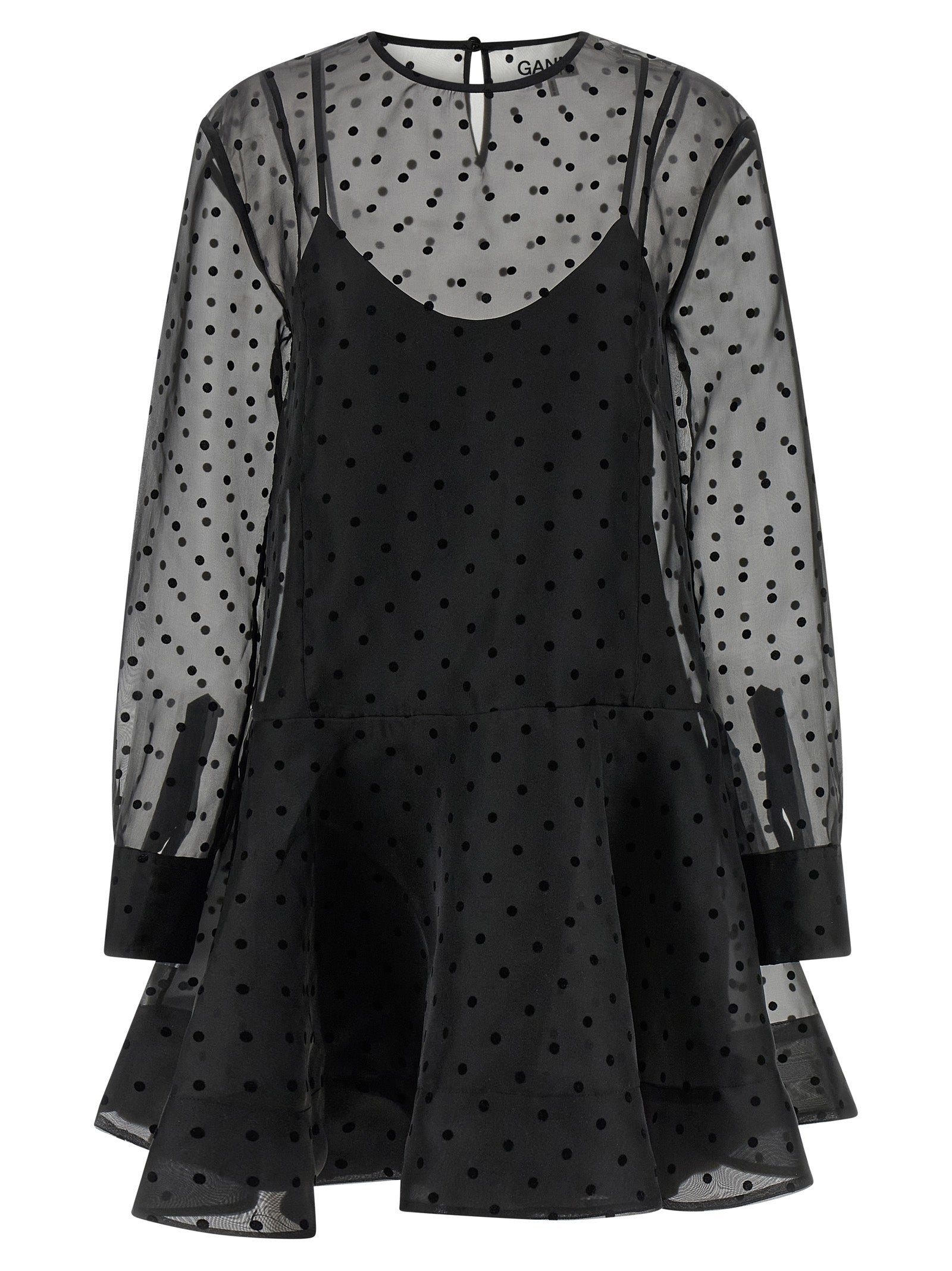 Ganni Black Recycled Polyester Short Women's Dress