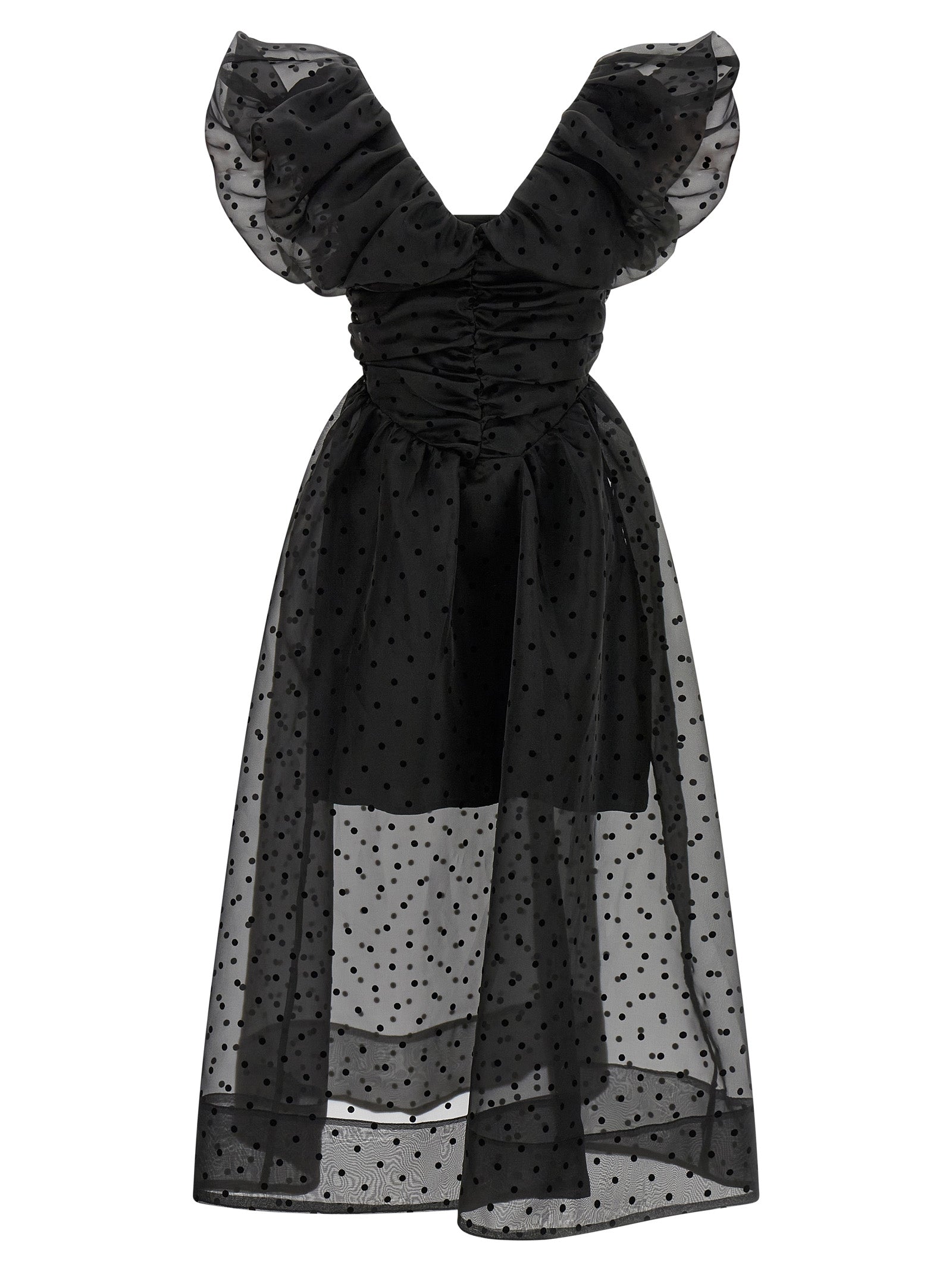 Ganni Black Recycled Polyester Midi Women's Dress
