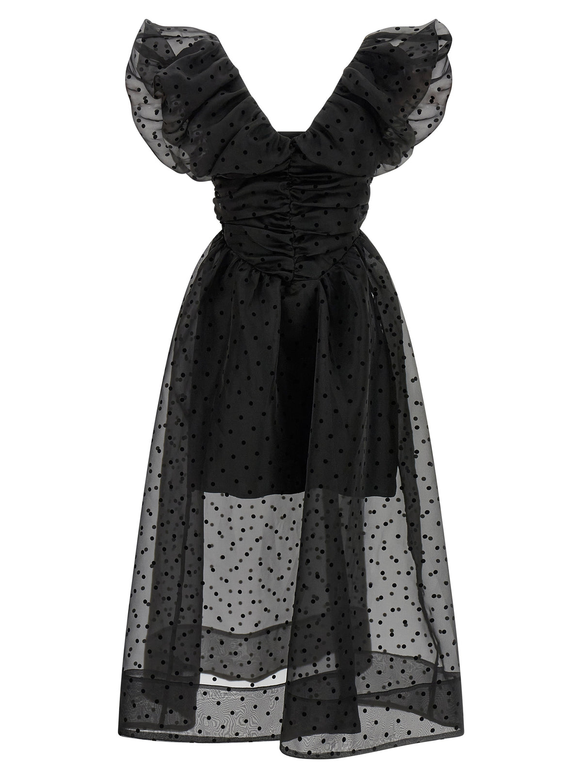 Ganni Black Recycled Polyester Midi Women's Dress