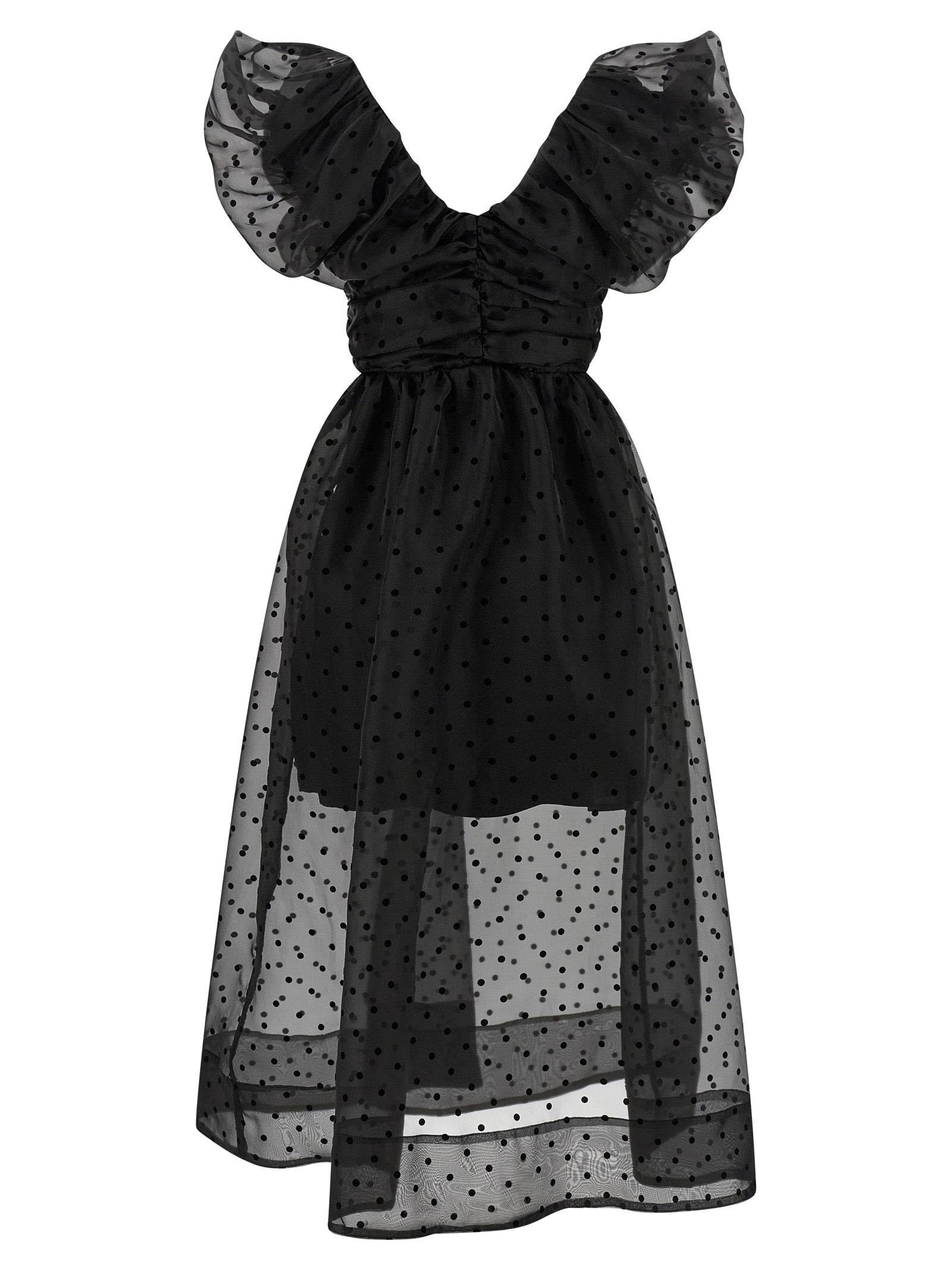 Ganni Black Recycled Polyester Midi Women's Dress