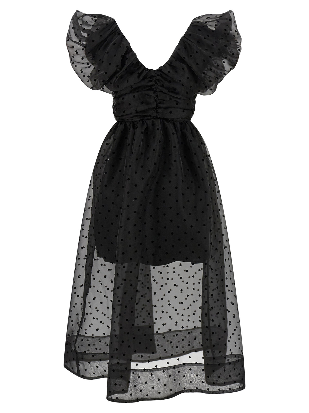 Ganni Black Recycled Polyester Midi Women's Dress